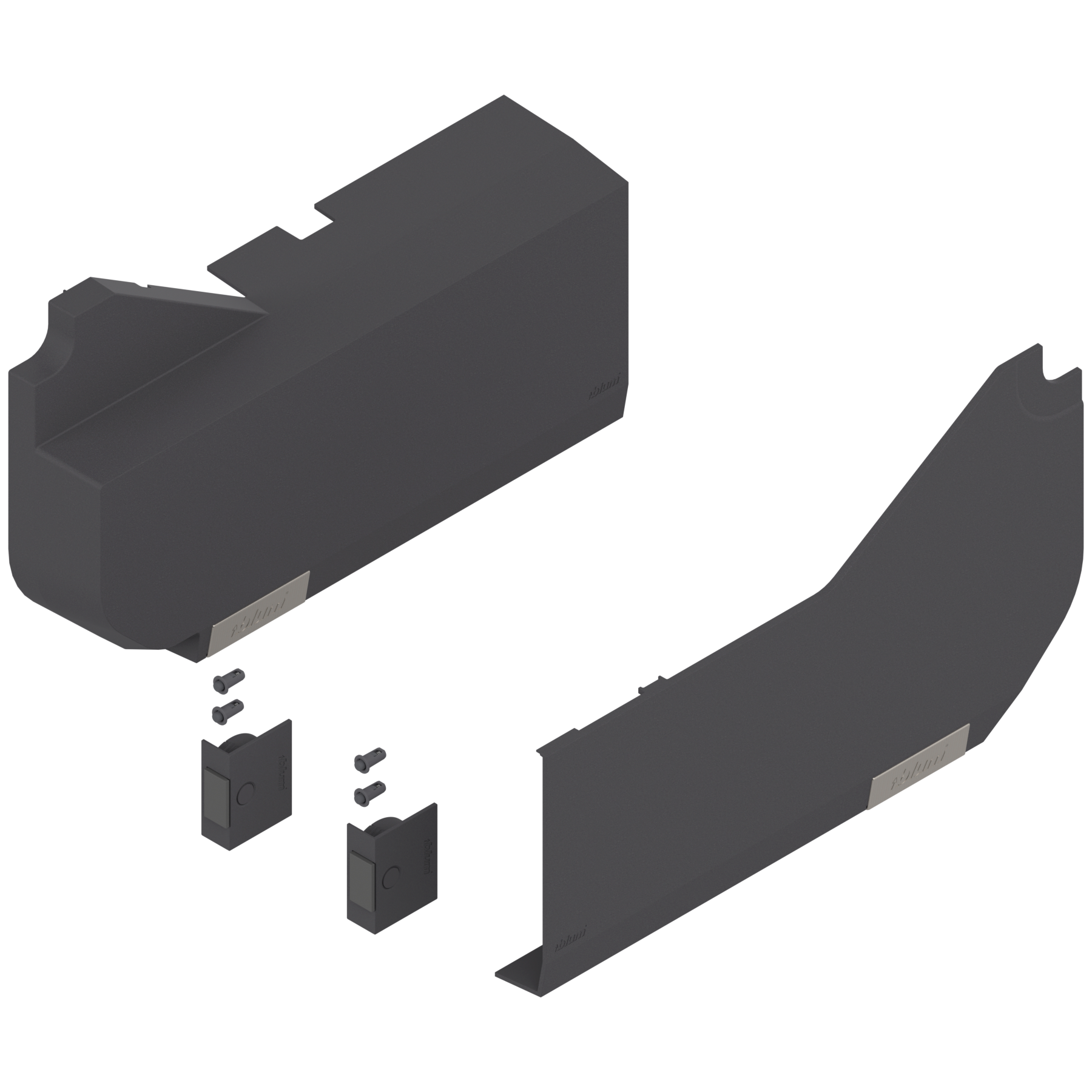 AVENTOS HL do frontów nad korpusem, Zaślepka duża (włącznie z Włącznik wpuszczany, w kpl.), lewa/prawa, do SERVO-DRIVE, ciemnoszary/inox