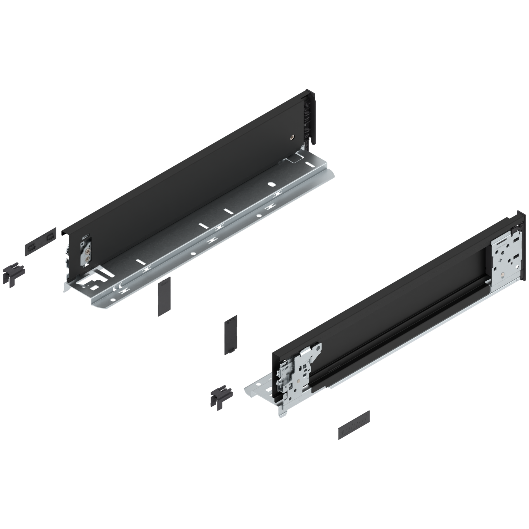 Bok szuflady LEGRABOX (za korpusem), wysokość M (90.5 mm), dł.=400 mm, lewy/prawy, do LEGRABOX pure, czarny mat