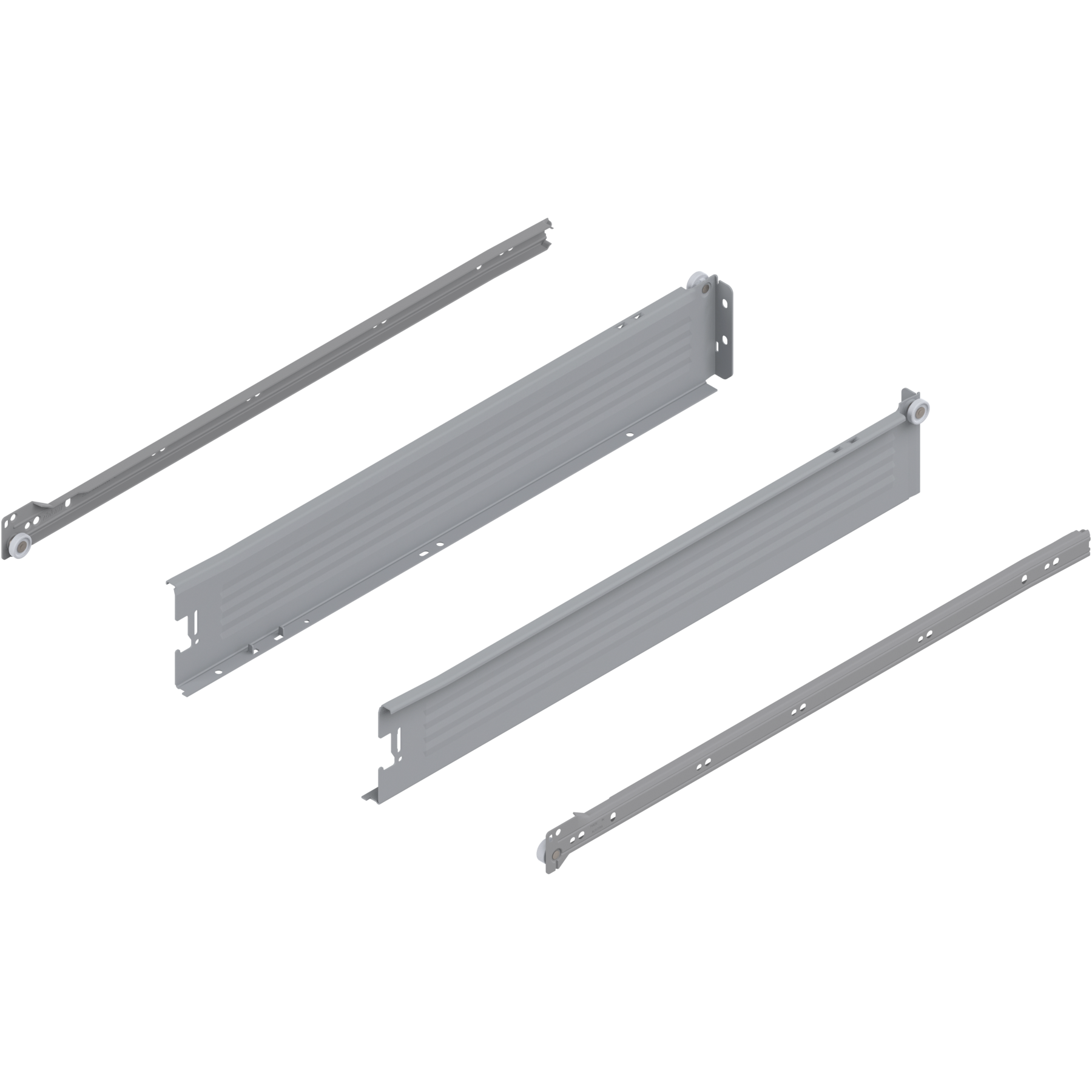 METABOX bok M (86 mm), Częściowy wysuw, 25 kg, dł.=550 mm, wersja na wcisk, lewy/prawy, R7004 szara