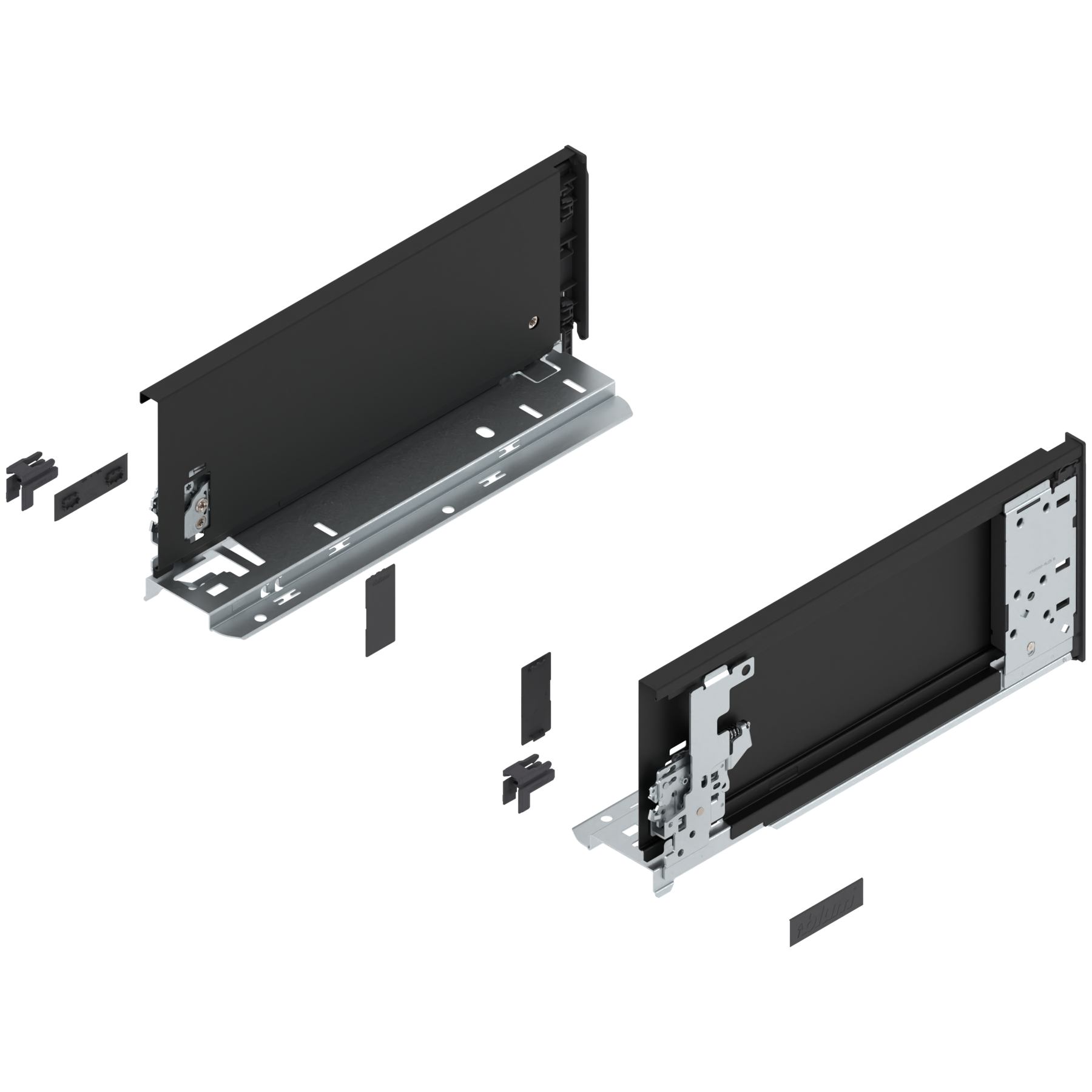Bok szuflady LEGRABOX (za korpusem), wysokość K (128.5 mm), dł.=300 mm, lewy/prawy, do LEGRABOX pure, czarny mat