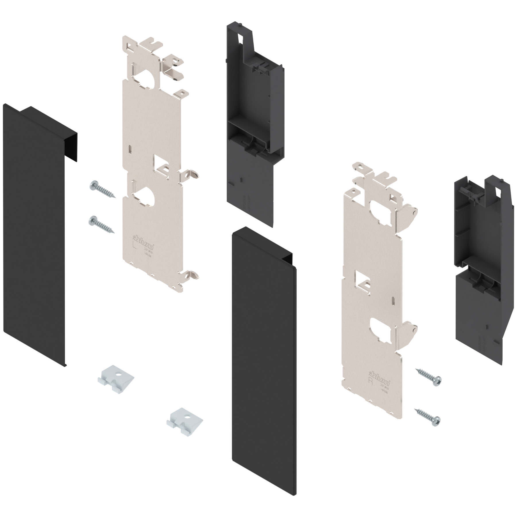 Mocowanie frontu LEGRABOX , wys. C, do szuflady wewnętrznej z relingiem, lewe/prawe, do LEGRABOX pure, czarny mat