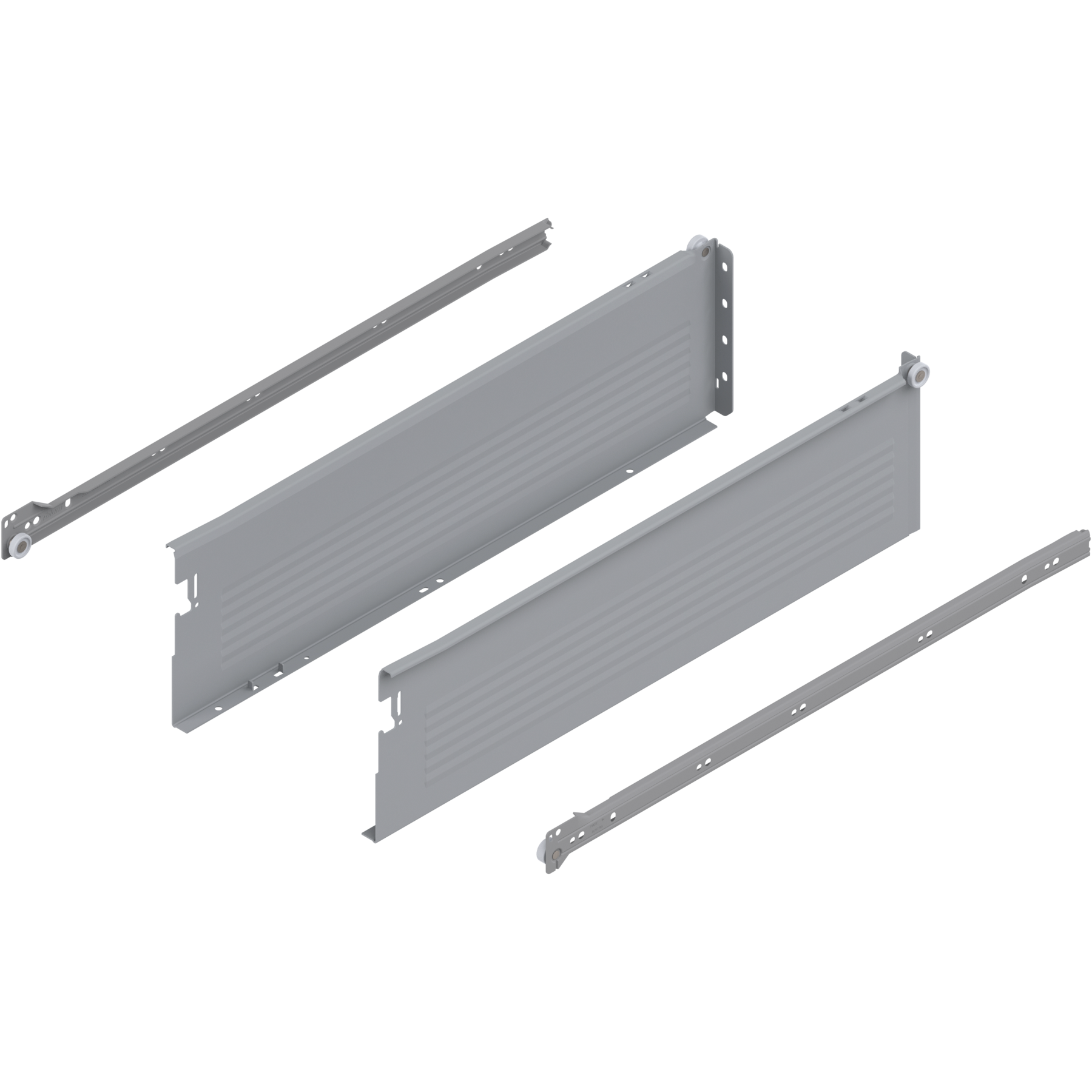METABOX bok H (150 mm), Częściowy wysuw, 25 kg, dł.=550 mm, wersja na wcisk, lewy/prawy, R7004 szara