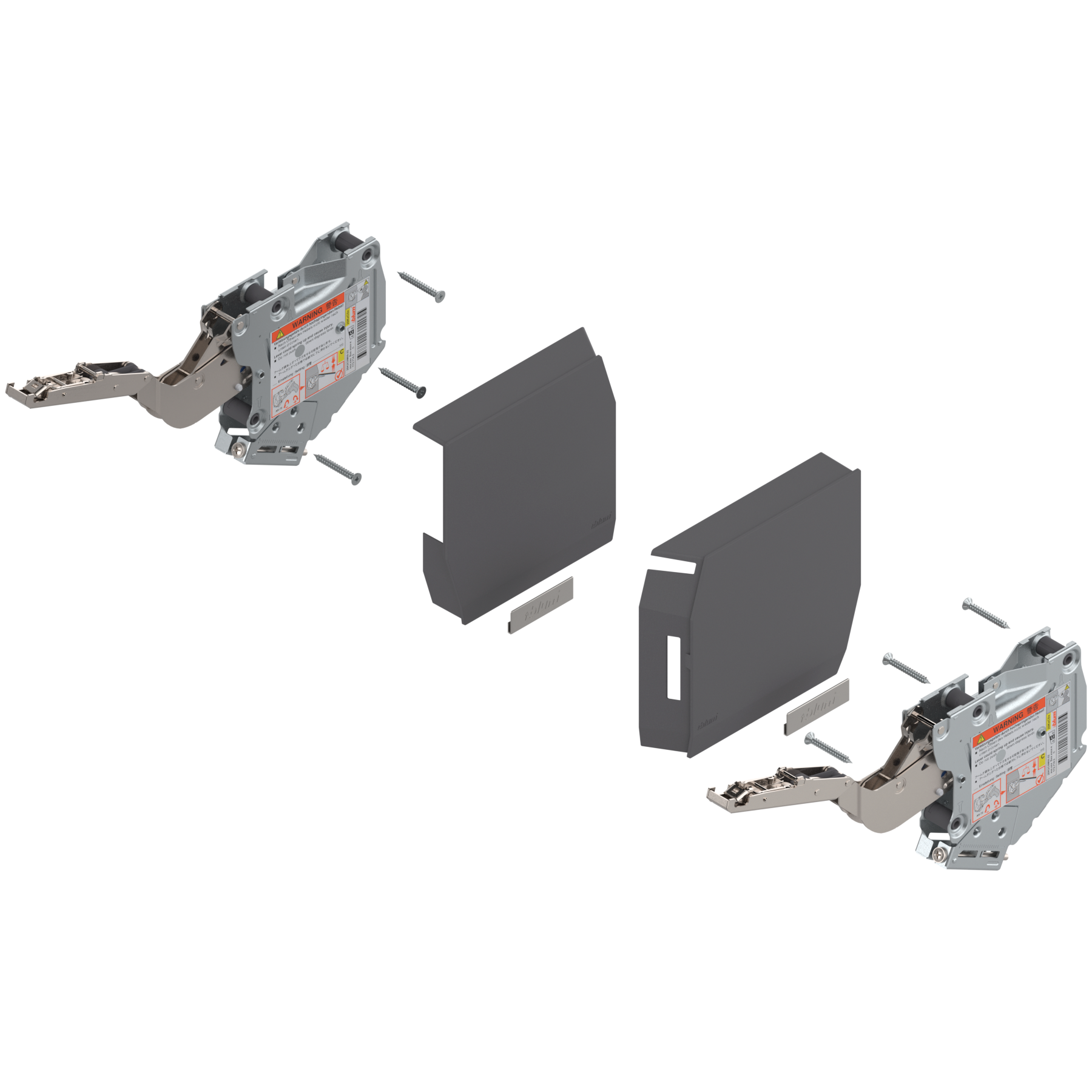 AVENTOS HK-S do małych frontów uchylnych, siłownik (Zestaw), współczynnik mocy=400-1000 przy 2 szt., ciemnoszary/inox