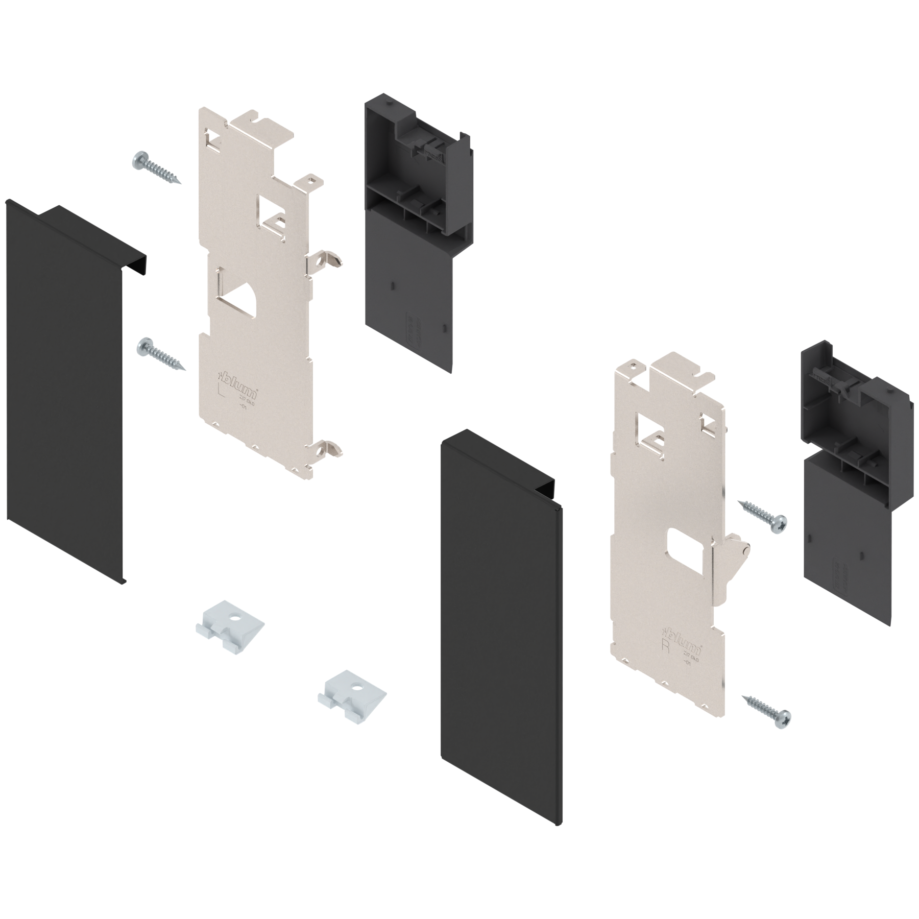 Mocowanie frontu LEGRABOX , wys. K, do szuflady wewnętrznej, lewe/prawe, do LEGRABOX pure, czarny mat