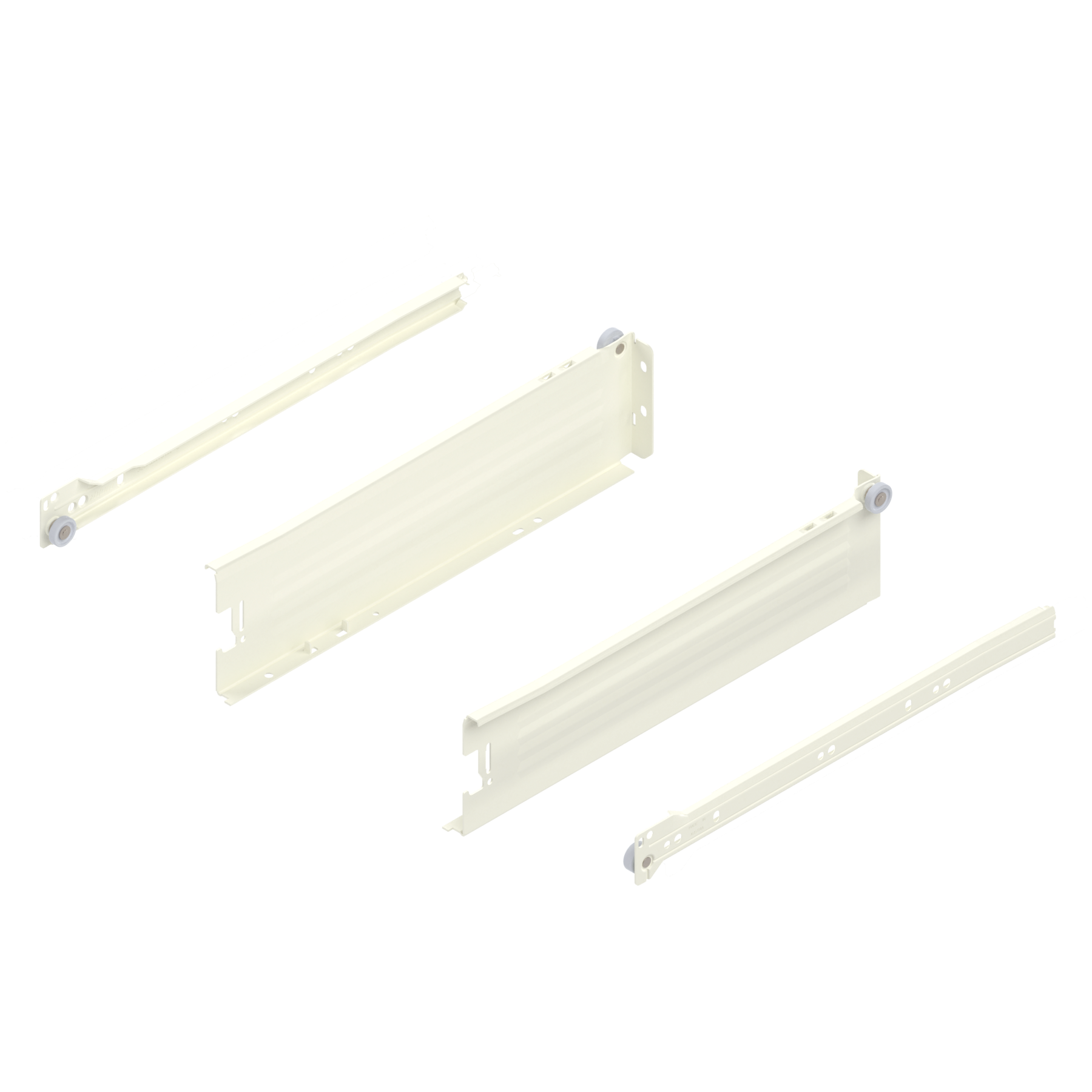 METABOX bok M (86 mm), Częściowy wysuw, 25 kg, dł.=350 mm, wersja na wcisk, lewy/prawy, R9001 kremowo-biała