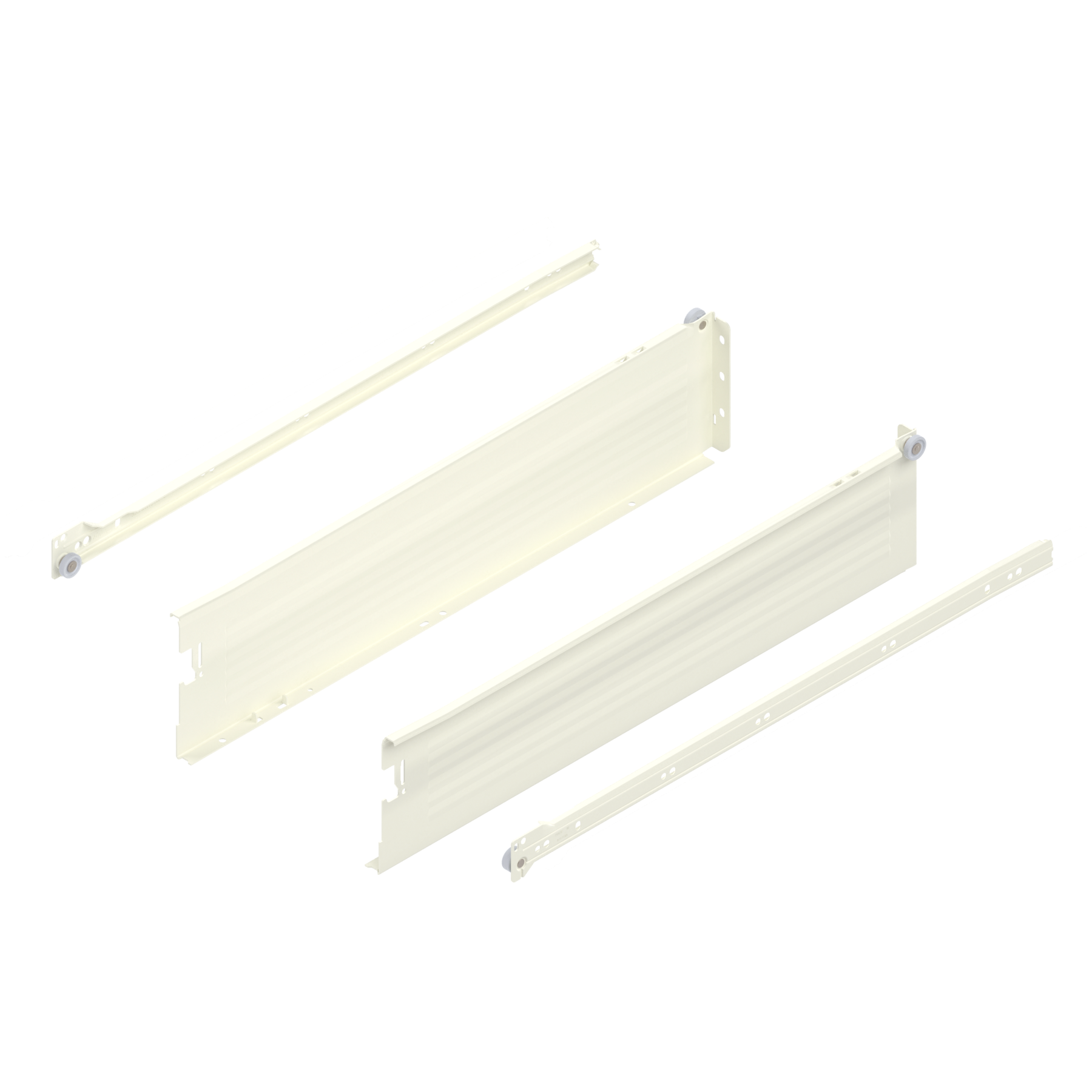 METABOX bok K (118 mm), Częściowy wysuw, 25 kg, dł.=550 mm, wersja na wcisk, lewy/prawy, R9001 kremowo-biała