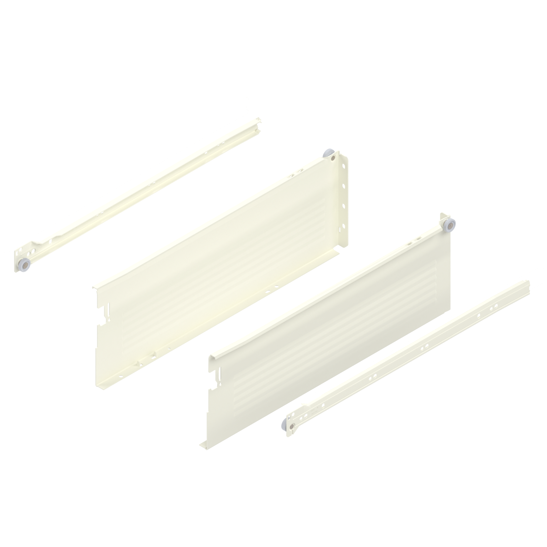 METABOX bok H (150 mm), Częściowy wysuw, 25 kg, dł.=450 mm, wersja na wcisk, lewy/prawy, R9001 kremowo-biała