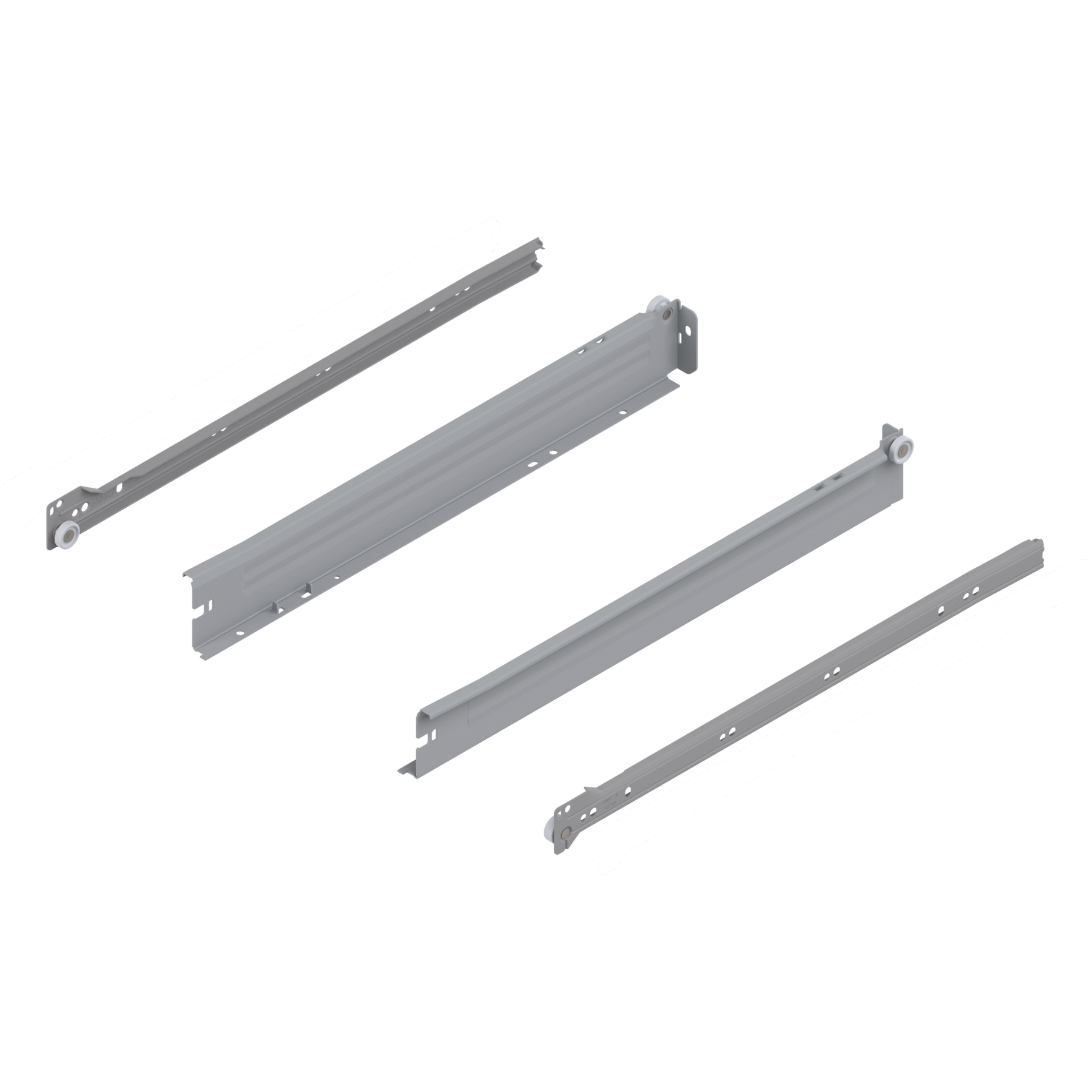 METABOX bok N (54 mm), Częściowy wysuw, 25 kg, dł.=450 mm, wersja na wcisk, lewy/prawy, R7004 szara