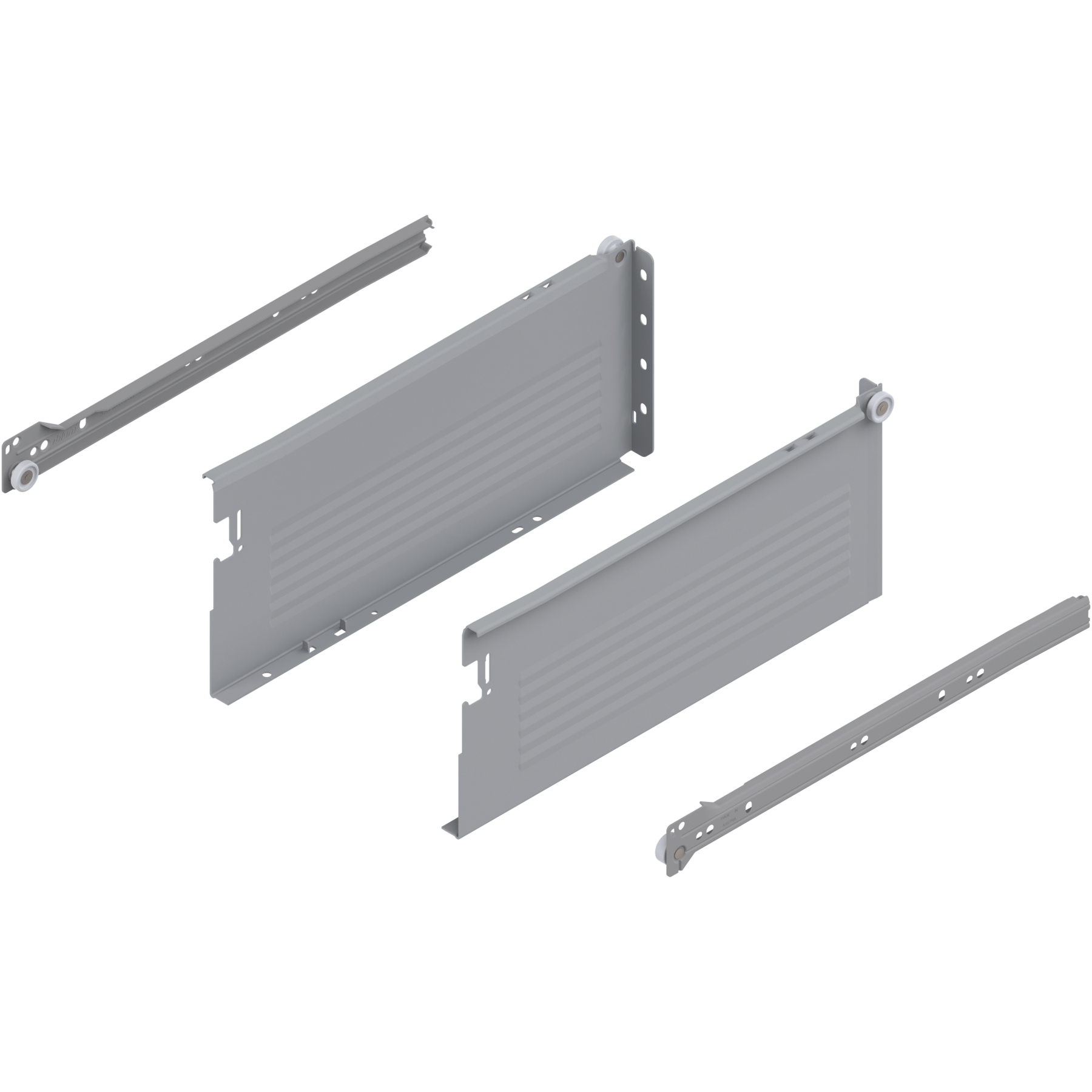 METABOX bok H (150 mm), Częściowy wysuw, 25 kg, dł.=350 mm, wersja na wcisk, lewy/prawy, R7004 szara