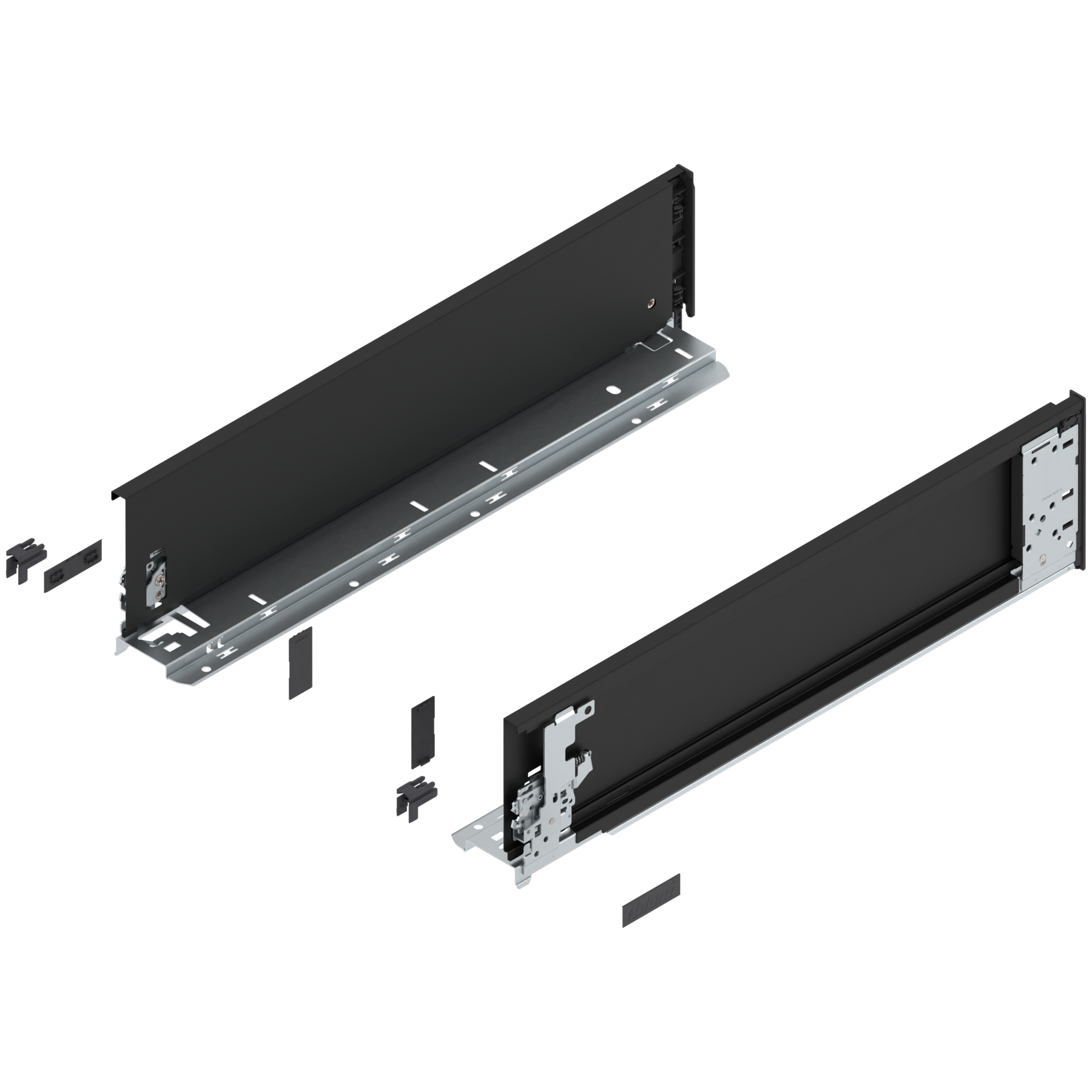 Bok szuflady LEGRABOX (za korpusem), wysokość K (128.5 mm), dł.=500 mm, lewy/prawy, do LEGRABOX pure, czarny mat