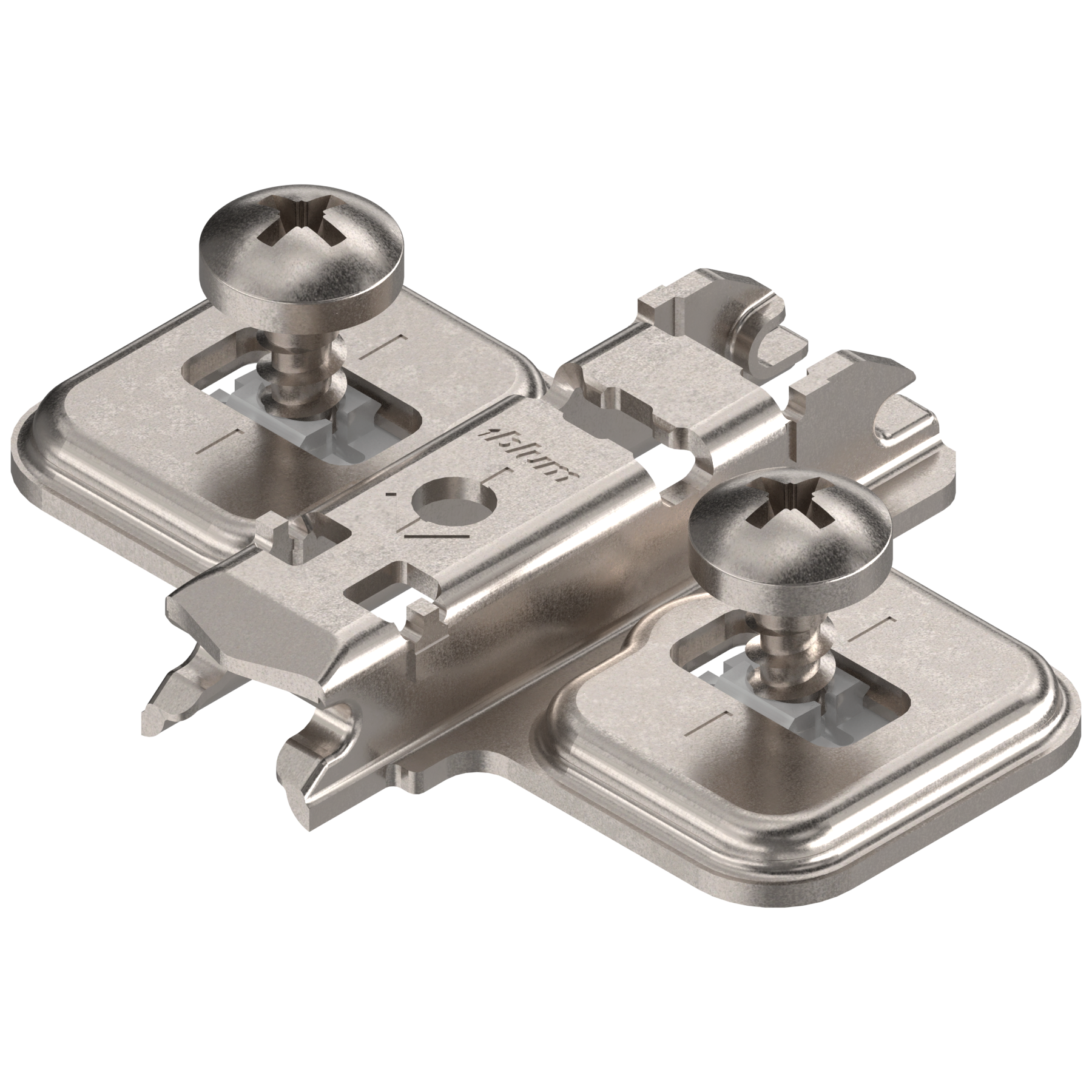 CLIP prowadnik, krzyżakowy, 0 mm, Stal, EXPANDO do drzwi nakładanych bliźniaczo, RW: otwór podłużny, niklowany