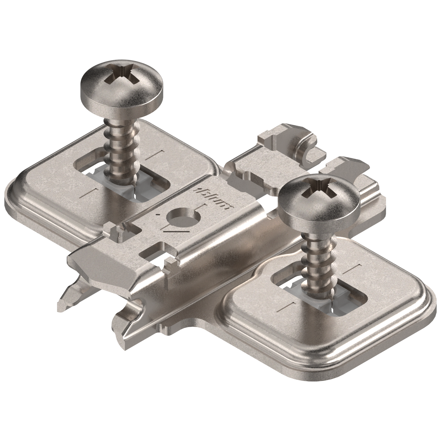 CLIP prowadnik, krzyżakowy, 0 mm, Stal, zamontowane wkręty do płyty wiórowej, RW: otwór podłużny, niklowany