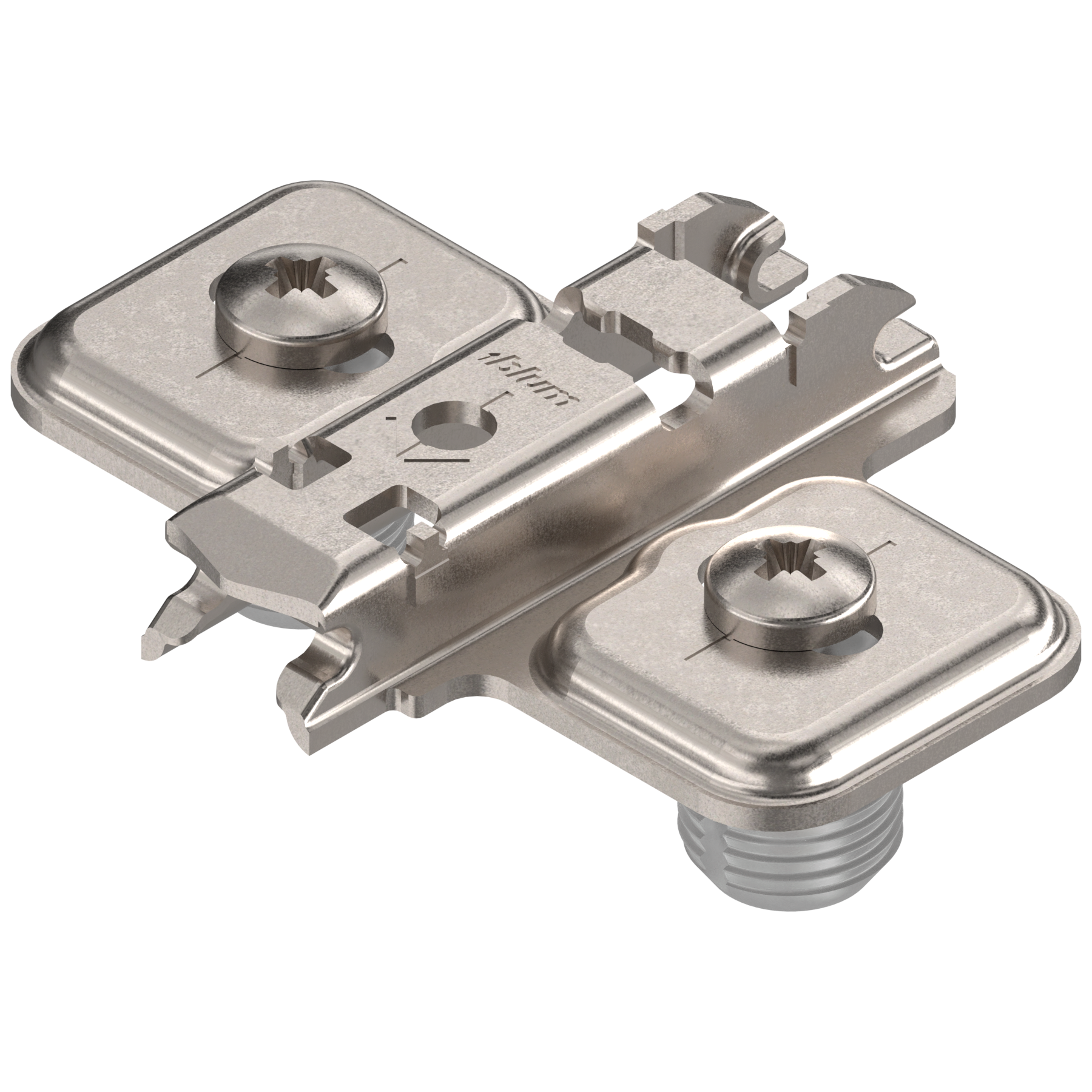 CLIP prowadnik, krzyżakowy, 0 mm, Stal, wciskany, RW: otwór podłużny, niklowany