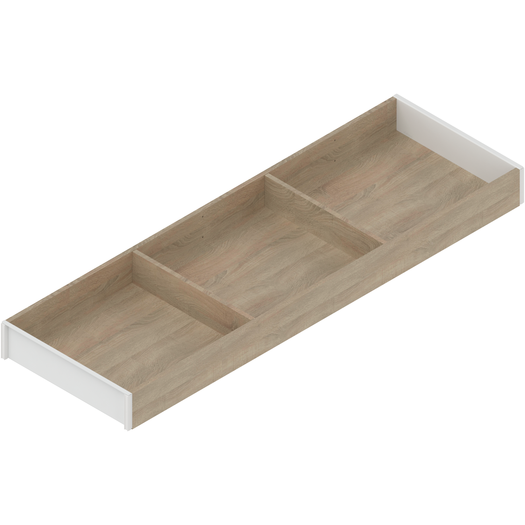 AMBIA-LINE  ramki do szuflady standardowej, do LEGRABOX/MERIVOBOX, w opcji drewnopodobnej, dł.=650 mm, szerokość=200 mm, Dąb Bard./jedwab.biały