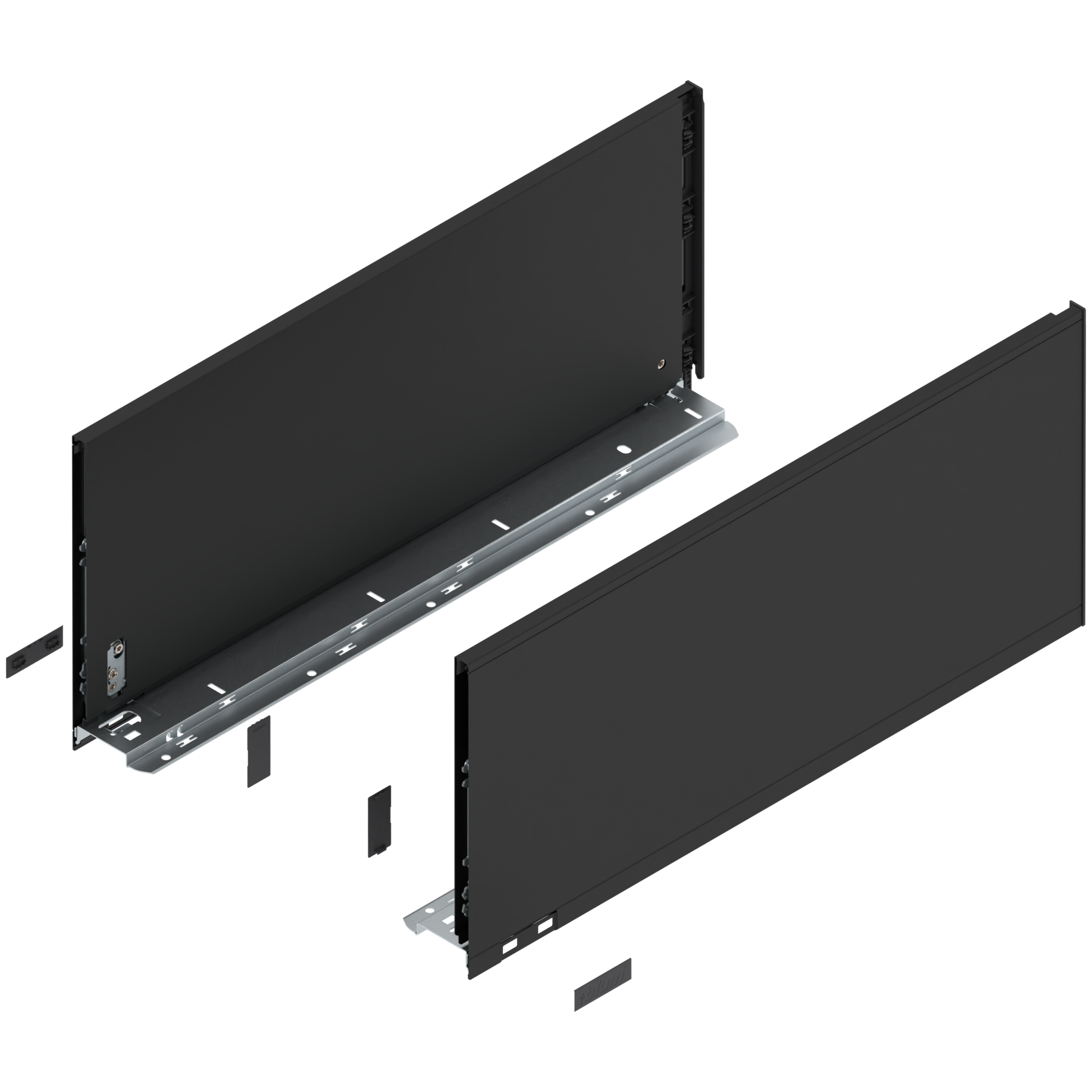 Bok szuflady LEGRABOX, wysokość F (241 mm), dł.=550 mm, lewy/prawy, do LEGRABOX pure, czarny mat