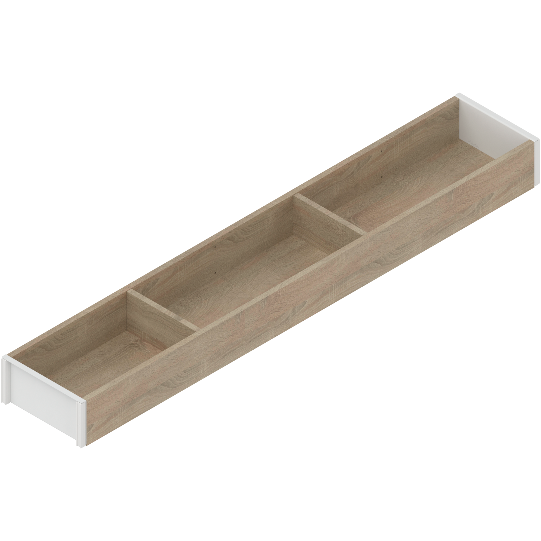 AMBIA-LINE  ramki do szuflady standardowej, do LEGRABOX/MERIVOBOX, w opcji drewnopodobnej, dł.=600 mm, szerokość=100 mm, Dąb Bard./jedwab.biały