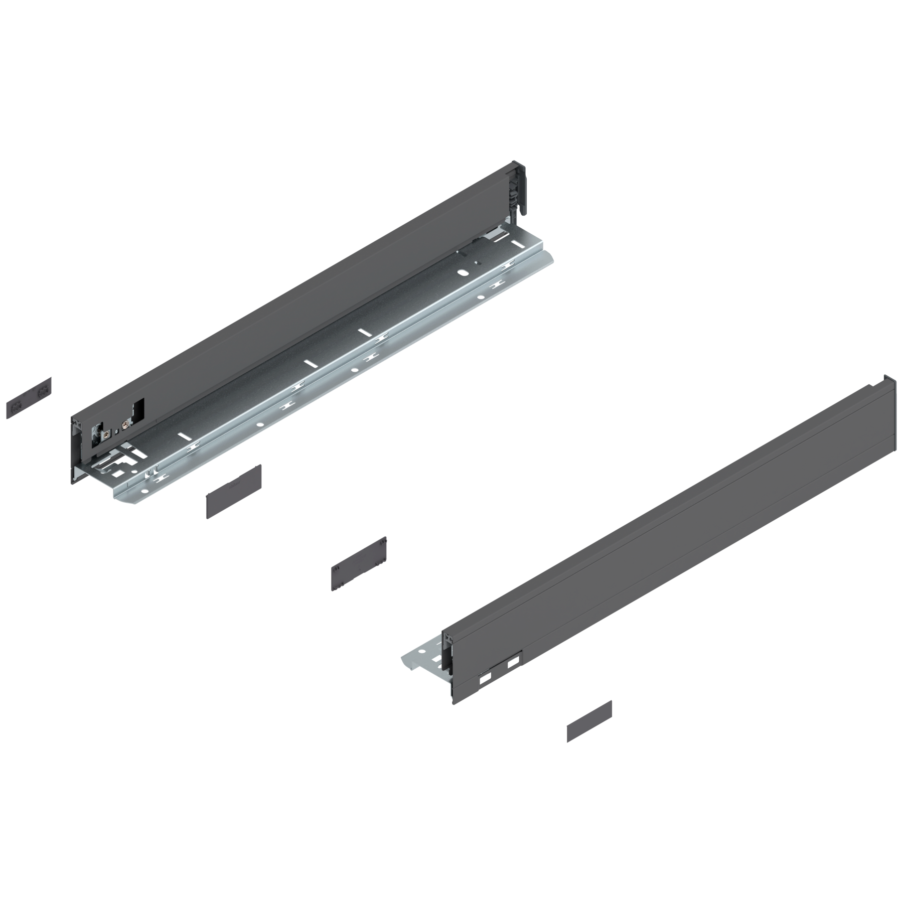 Bok szuflady LEGRABOX, wysokość N (66.5 mm), dł.=500 mm, lewy/prawy, do LEGRABOX pure, antracyt mat