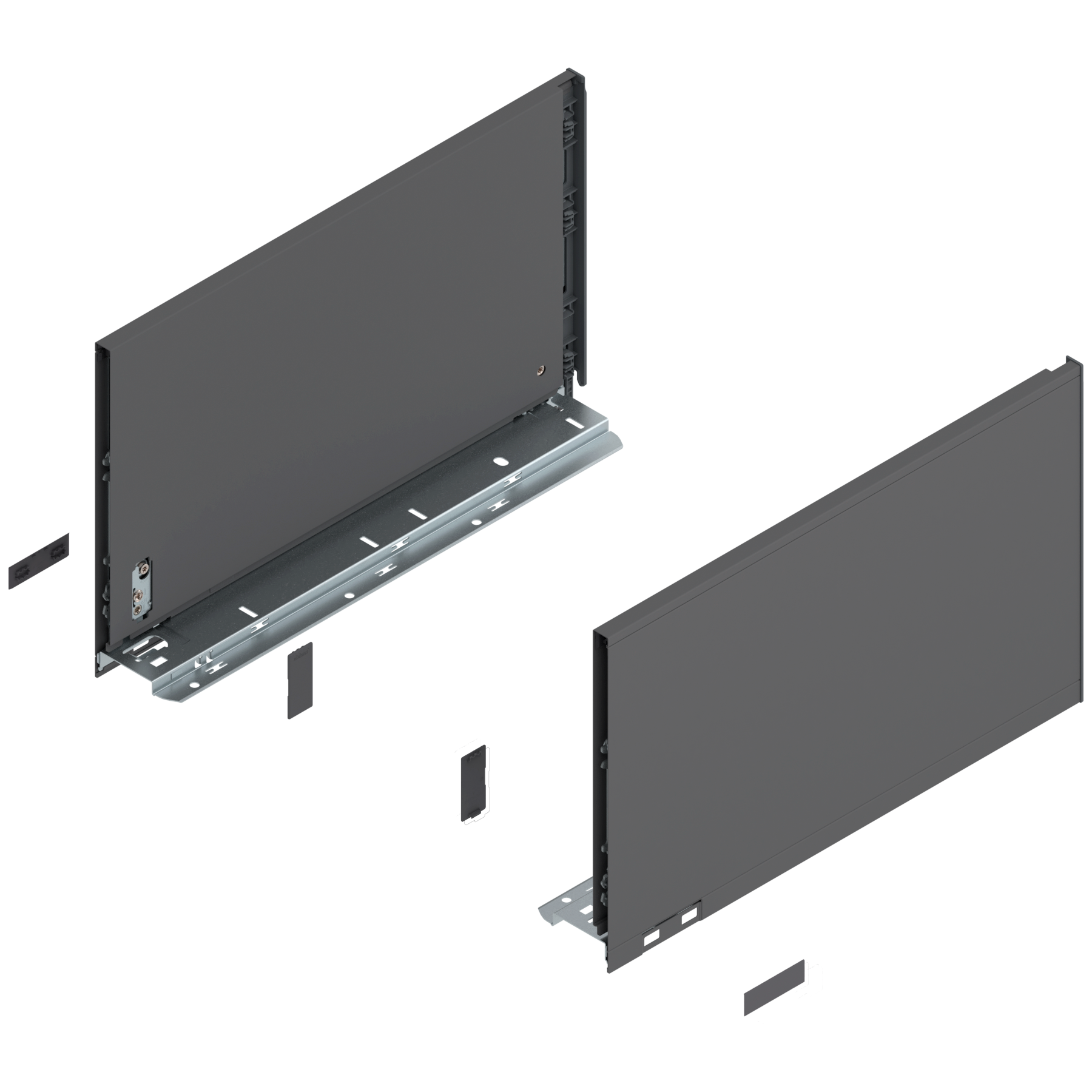 Bok szuflady LEGRABOX, wysokość F (241 mm), dł.=400 mm, lewy/prawy, do LEGRABOX pure, antracyt mat
