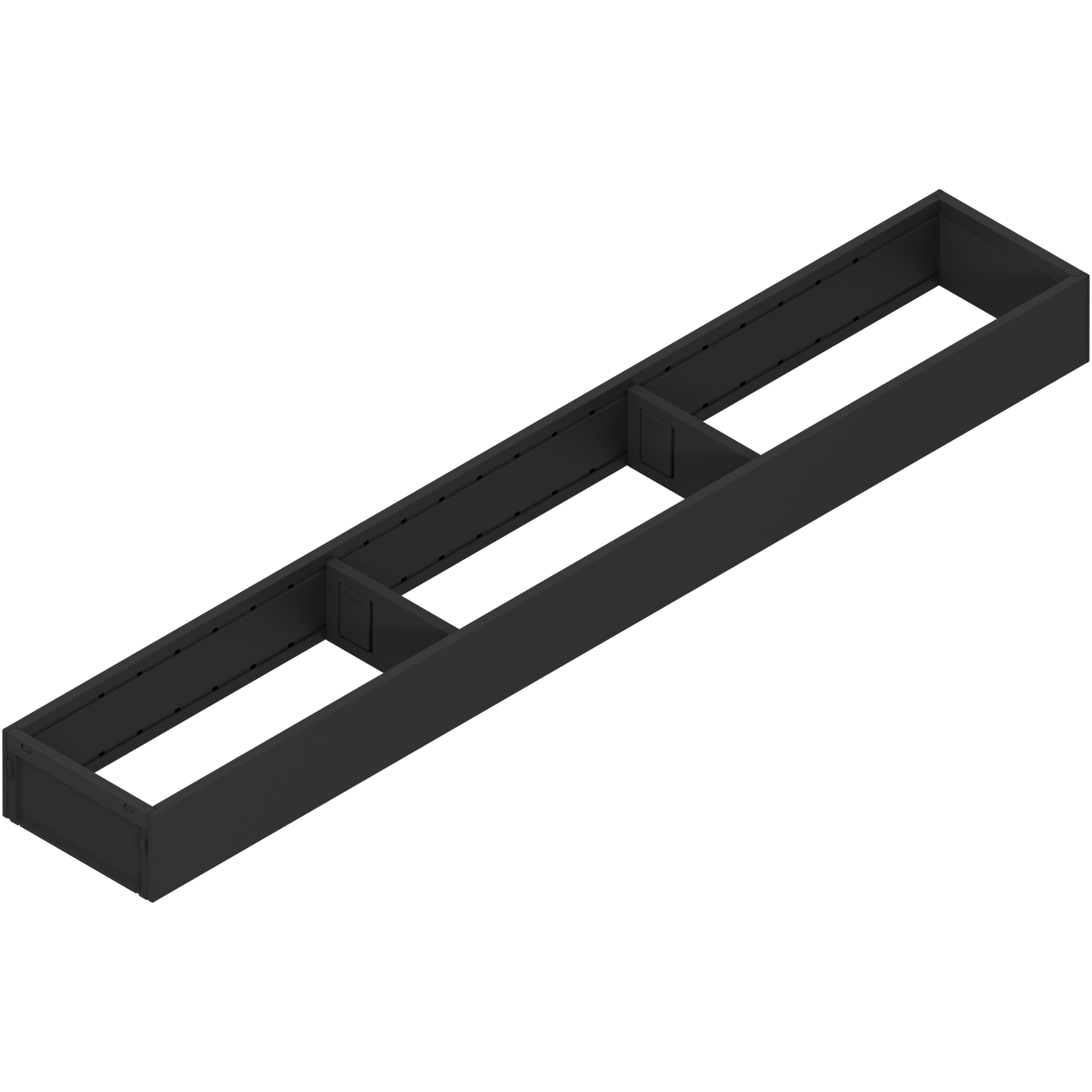 AMBIA-LINE  ramki do szuflady standardowej, do LEGRABOX/MERIVOBOX, stal, dł.=650 mm, szerokość=100 mm, czarny mat