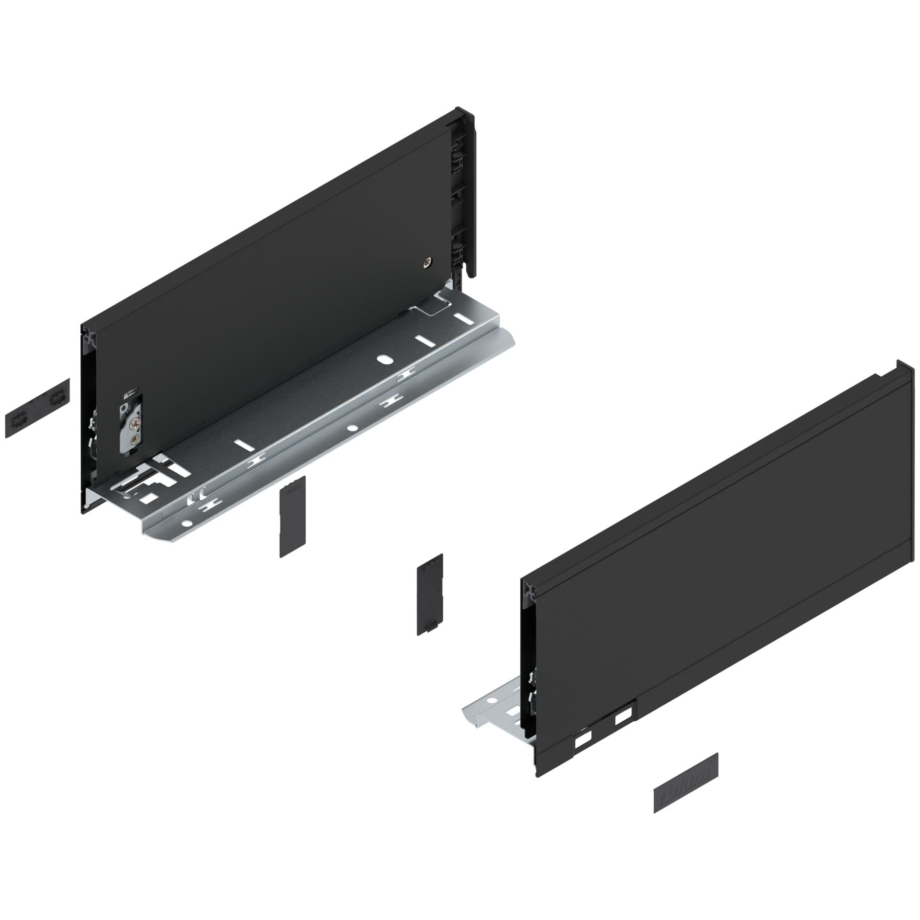 Bok szuflady LEGRABOX, wysokość K (128.5 mm), dł.=300 mm, lewy/prawy, do LEGRABOX pure, czarny mat