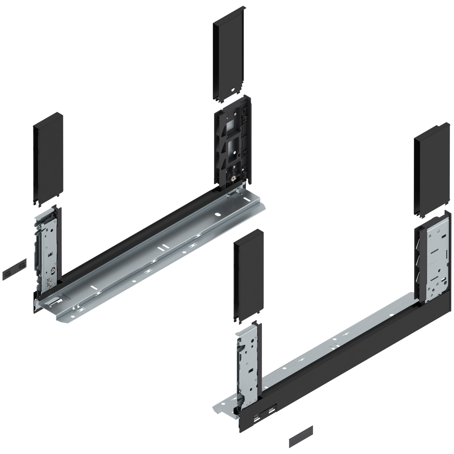 Bok szuflady LEGRABOX, wysokość C (177 mm), dł.=450 mm, lewy/prawy, do LEGRABOX free, czarny mat
