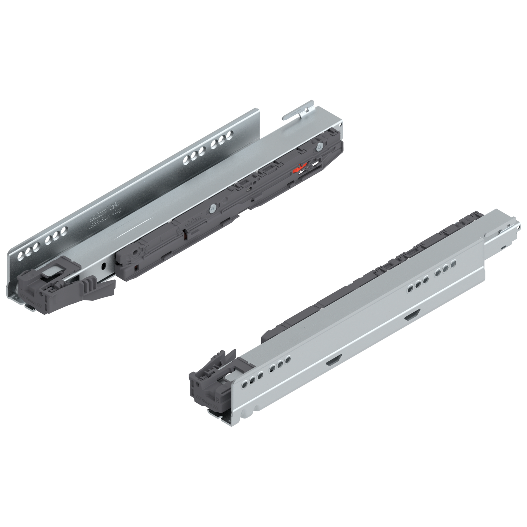 Prowadnica korpusu LEGRABOX z BLUMOTION S, pełny wysuw, 40 kg, dł.=350 mm, lewa/prawa, cynkowana