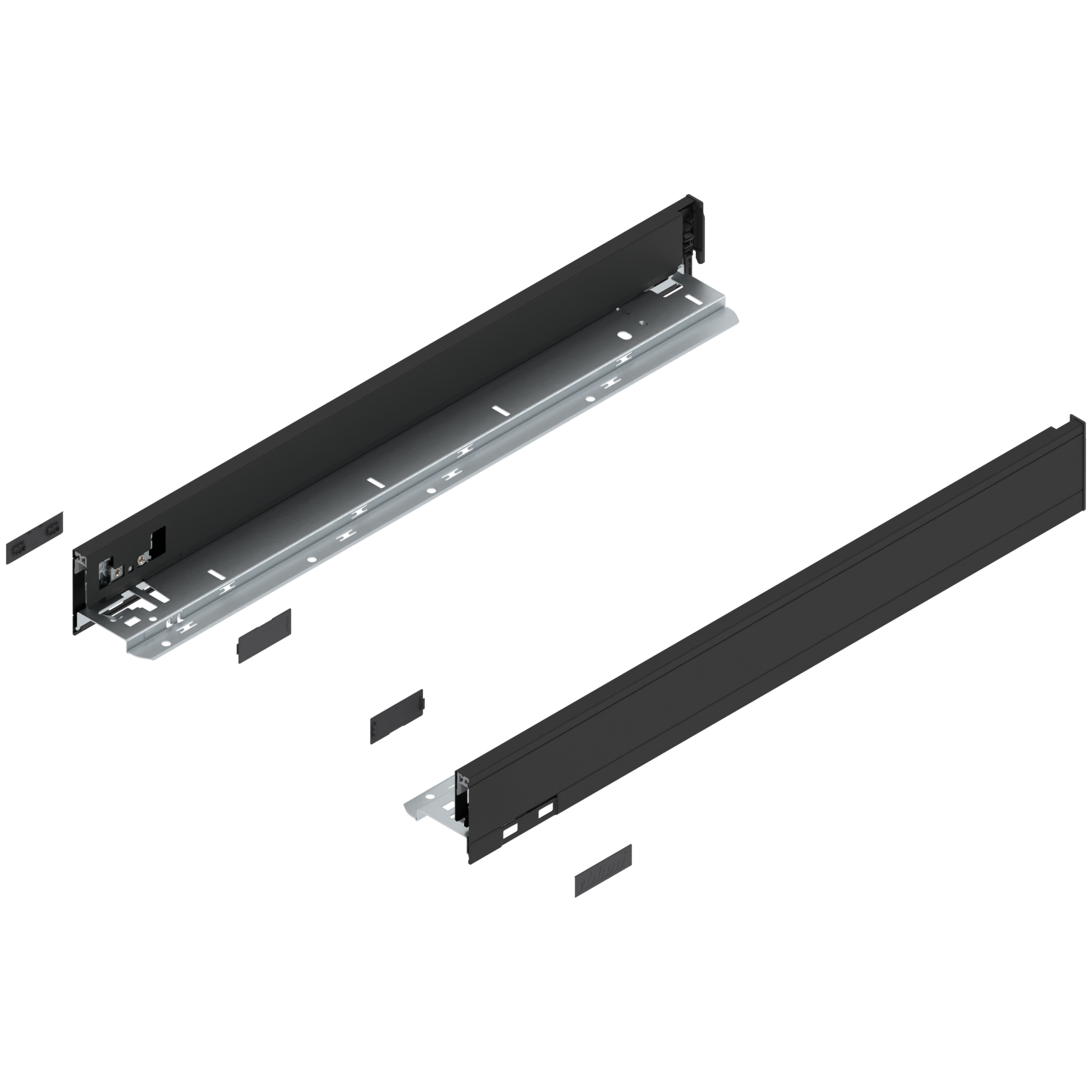 Bok szuflady LEGRABOX, wysokość N (66.5 mm), dł.=550 mm, lewy/prawy, do LEGRABOX pure, czarny mat