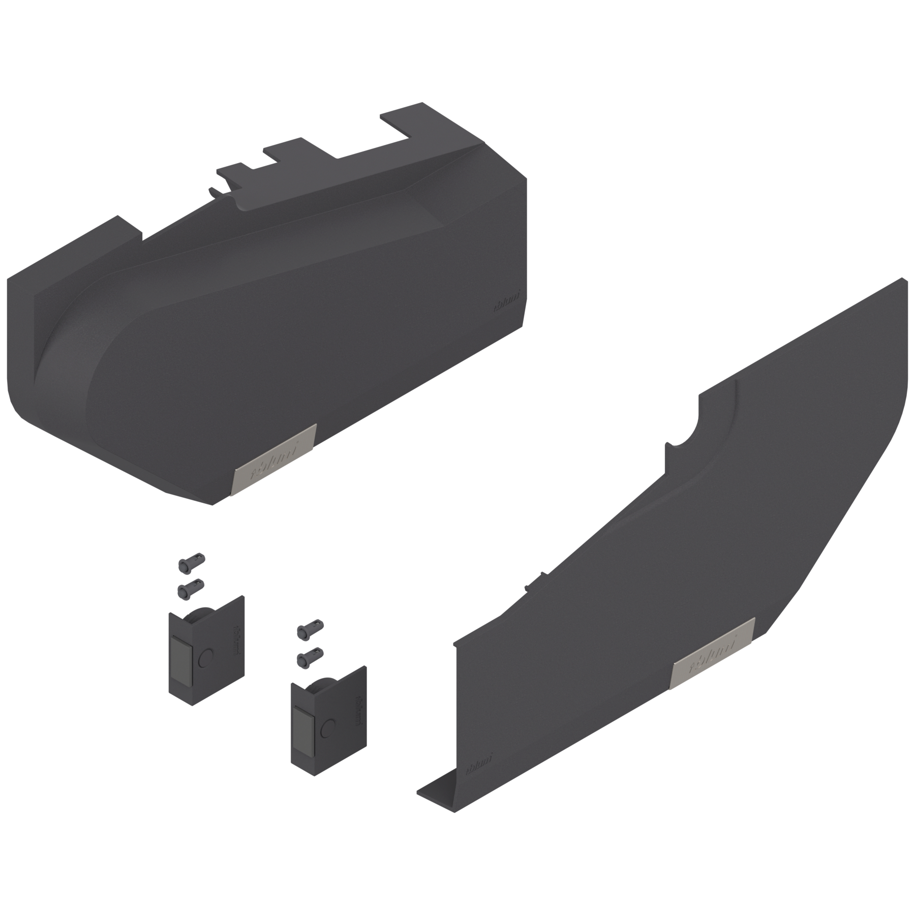 AVENTOS HS do frontów nachodzących, Zaślepka duża (włącznie z Włącznik wpuszczany, w kpl.), lewa/prawa, do SERVO-DRIVE, ciemnoszary/inox