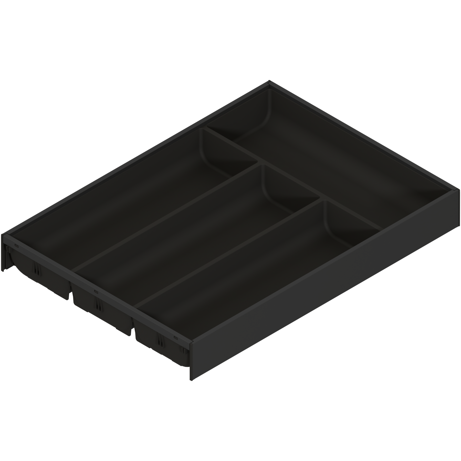 AMBIA-LINE  wkład na sztućce do szuflady standardowej, do LEGRABOX/MERIVOBOX, tworzywo sztuczne/stal, 4 przegródka na sztućce, dł.=450 mm, szerokość=300 mm, czarny mat