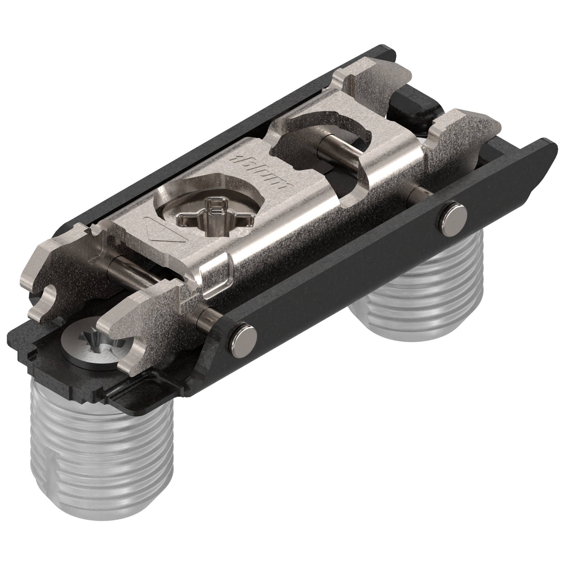 CLIP prowadnik, prosty, 0 mm, Stal, wciskany, RW: mimośród, czarny