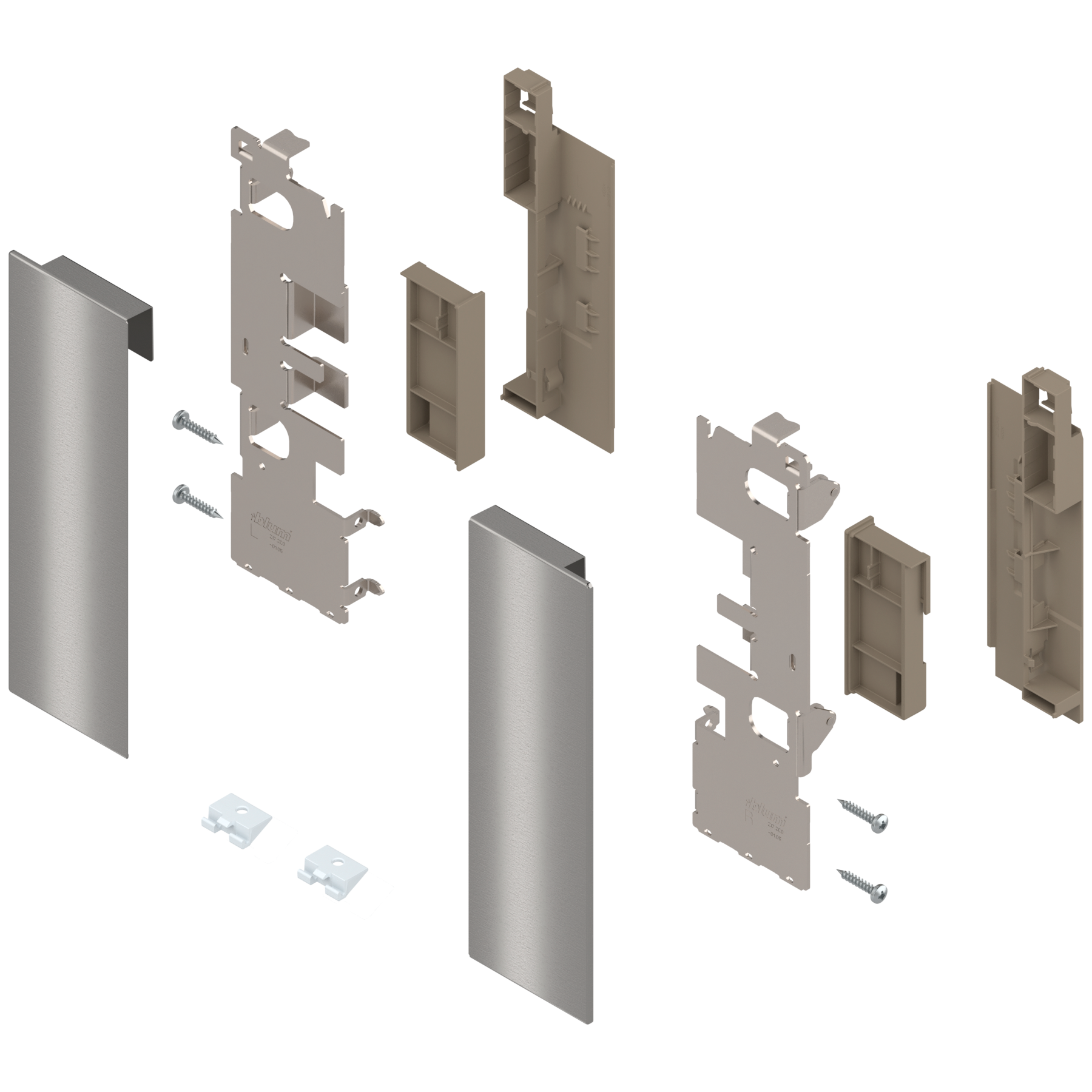 Mocowanie frontu LEGRABOX , wys. C, do szuflady wewnętrznej z elementami dekoracyjnymi, lewe/prawe, do LEGRABOX pure, inox-szczotk.-lakier.