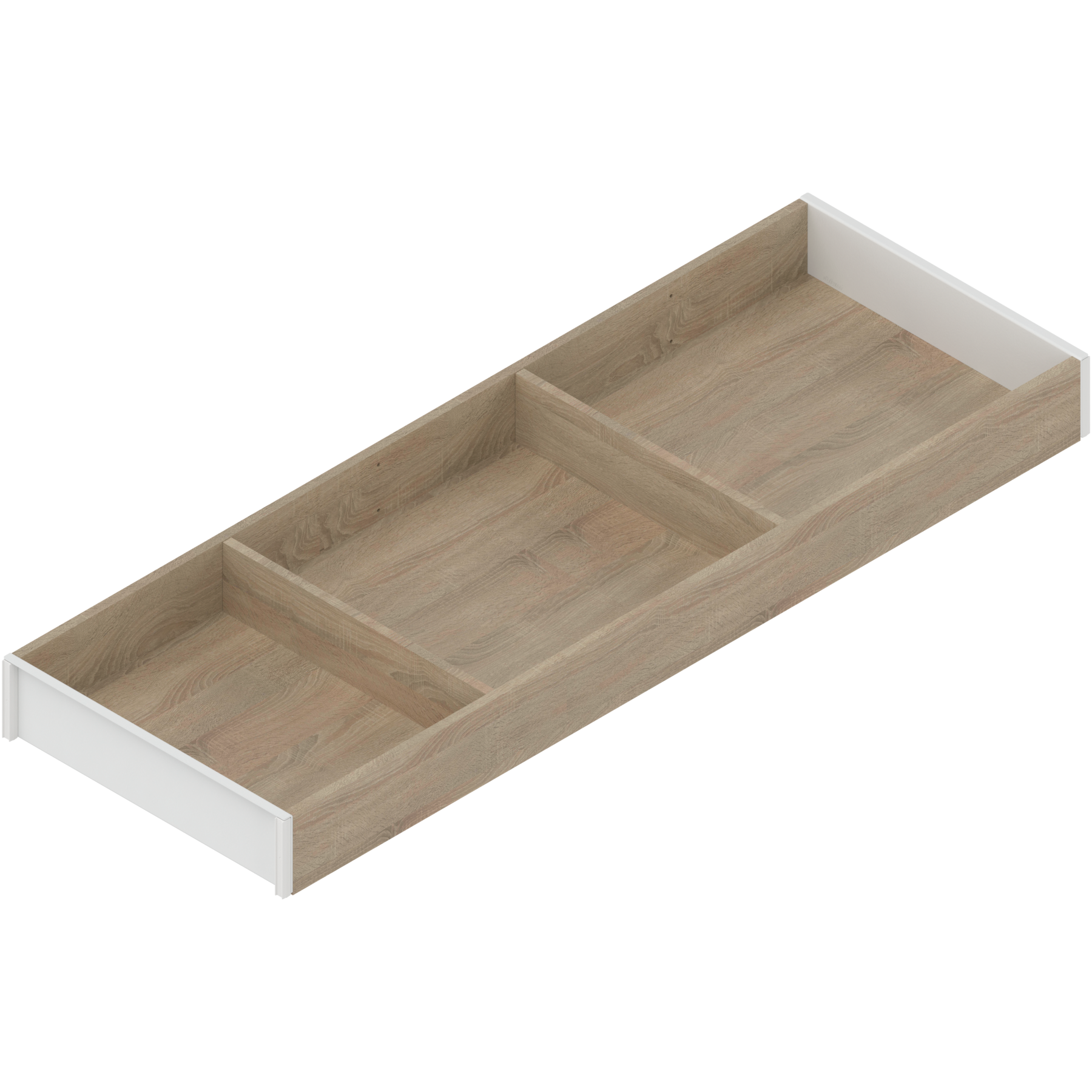 AMBIA-LINE  ramki do szuflady standardowej, do LEGRABOX/MERIVOBOX, w opcji drewnopodobnej, dł.=600 mm, szerokość=200 mm, Dąb Bard./jedwab.biały