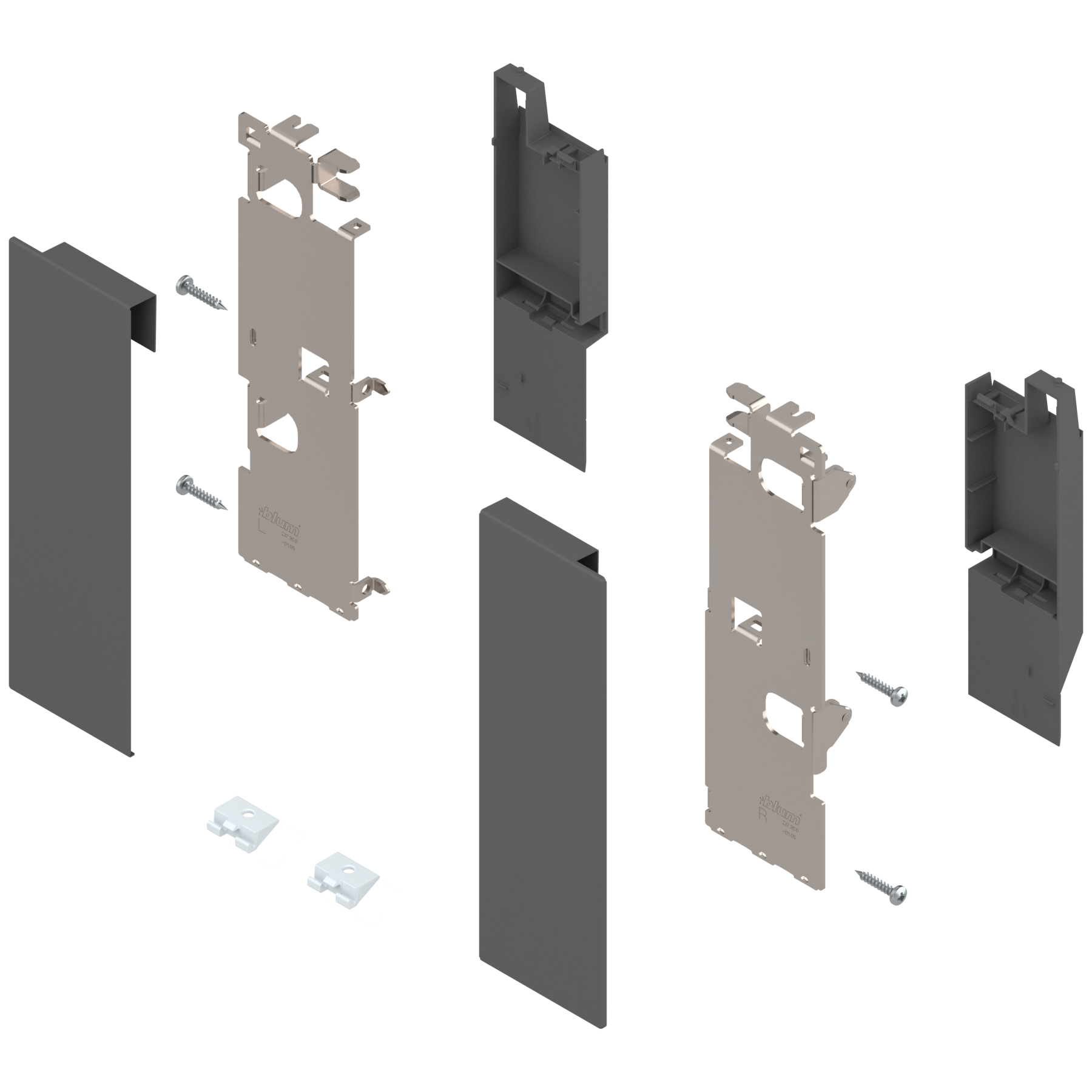 Mocowanie frontu LEGRABOX , wys. C, do szuflady wewnętrznej z relingiem, lewe/prawe, do LEGRABOX pure, antracyt mat