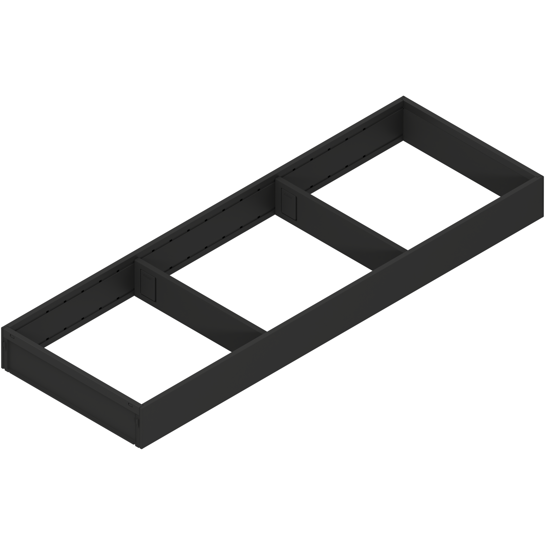 AMBIA-LINE  ramki do szuflady standardowej, do LEGRABOX/MERIVOBOX, stal, dł.=600 mm, szerokość=200 mm, czarny mat
