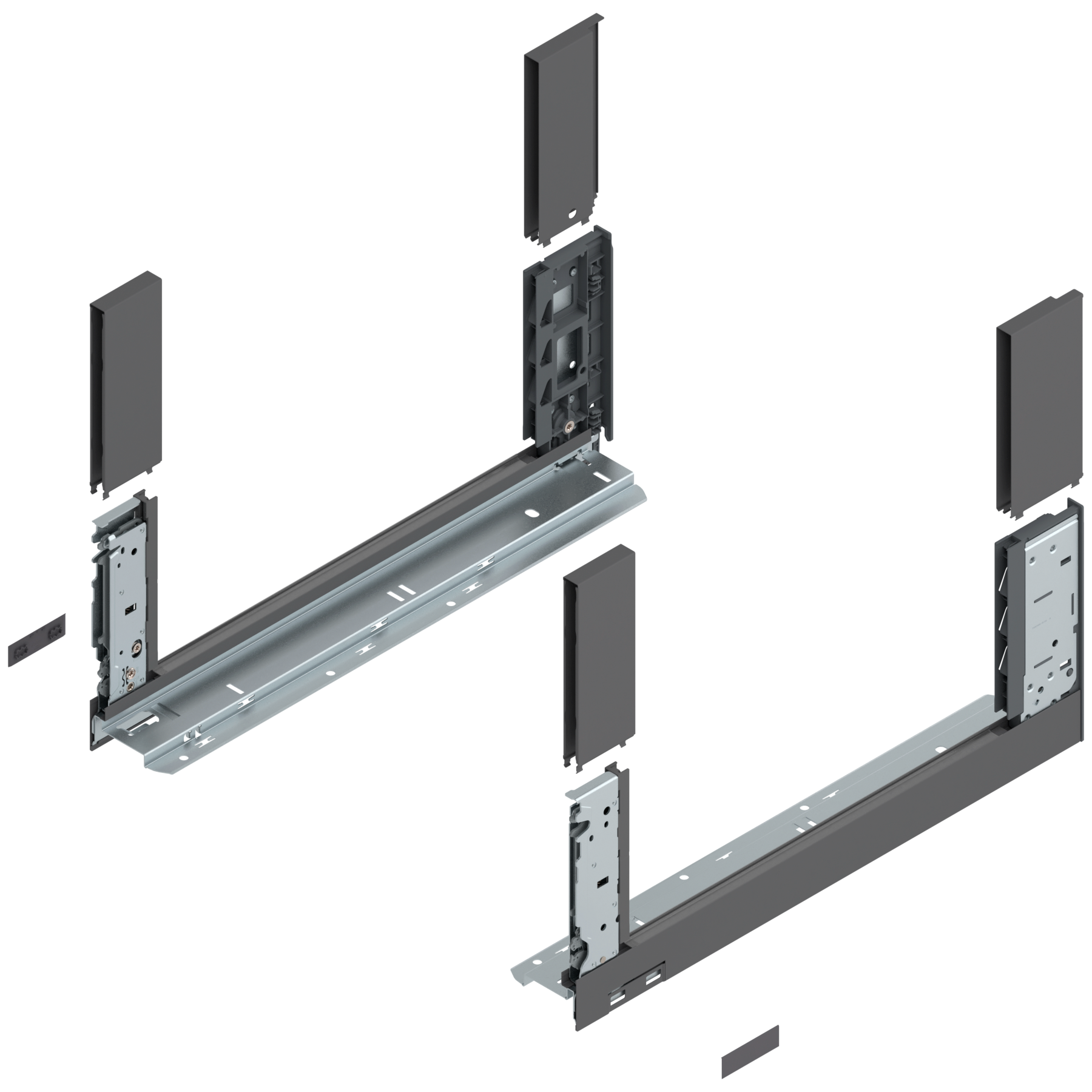 Bok szuflady LEGRABOX, wysokość C (177 mm), dł.=450 mm, lewy/prawy, do LEGRABOX free, antracyt mat