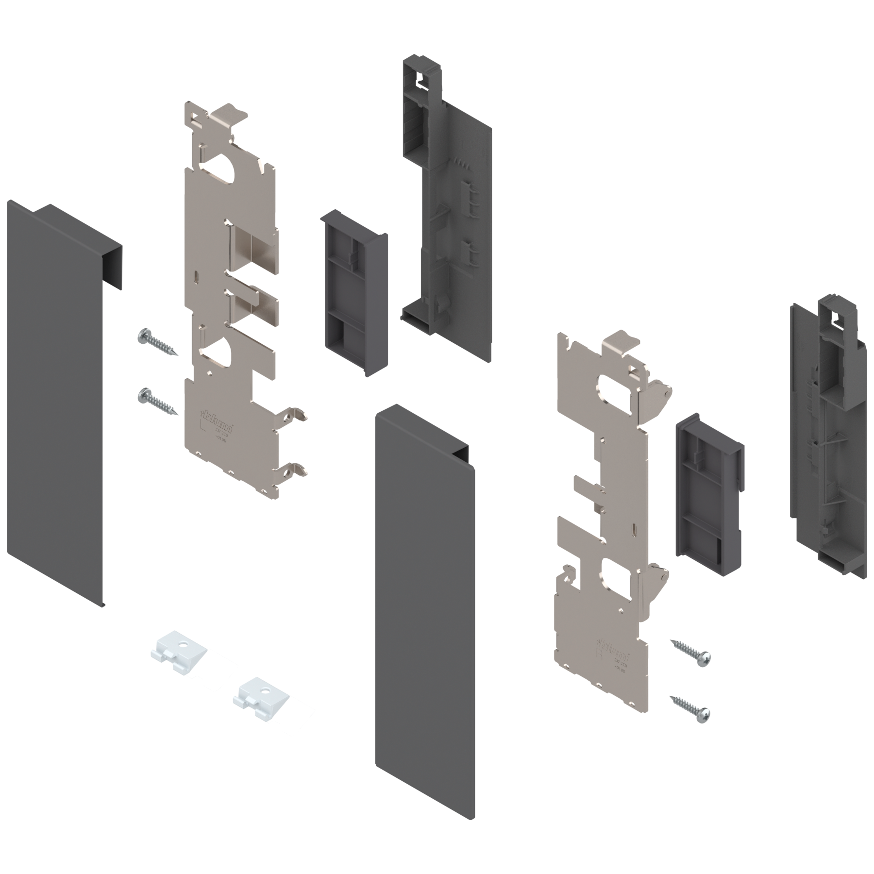 Mocowanie frontu LEGRABOX , wys. C, do szuflady wewnętrznej z elementami dekoracyjnymi, lewe/prawe, do LEGRABOX pure, antracyt mat