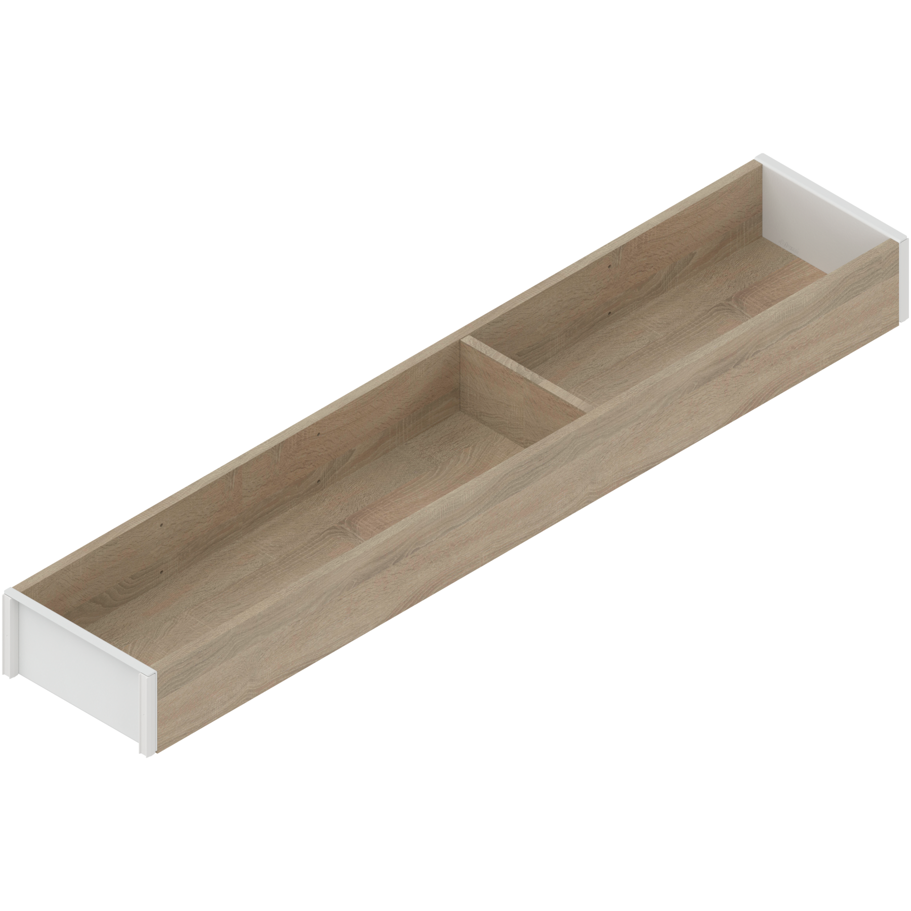 AMBIA-LINE  ramki do szuflady standardowej, do LEGRABOX/MERIVOBOX, w opcji drewnopodobnej, dł.=550 mm, szerokość=100 mm, Dąb Bard./jedwab.biały