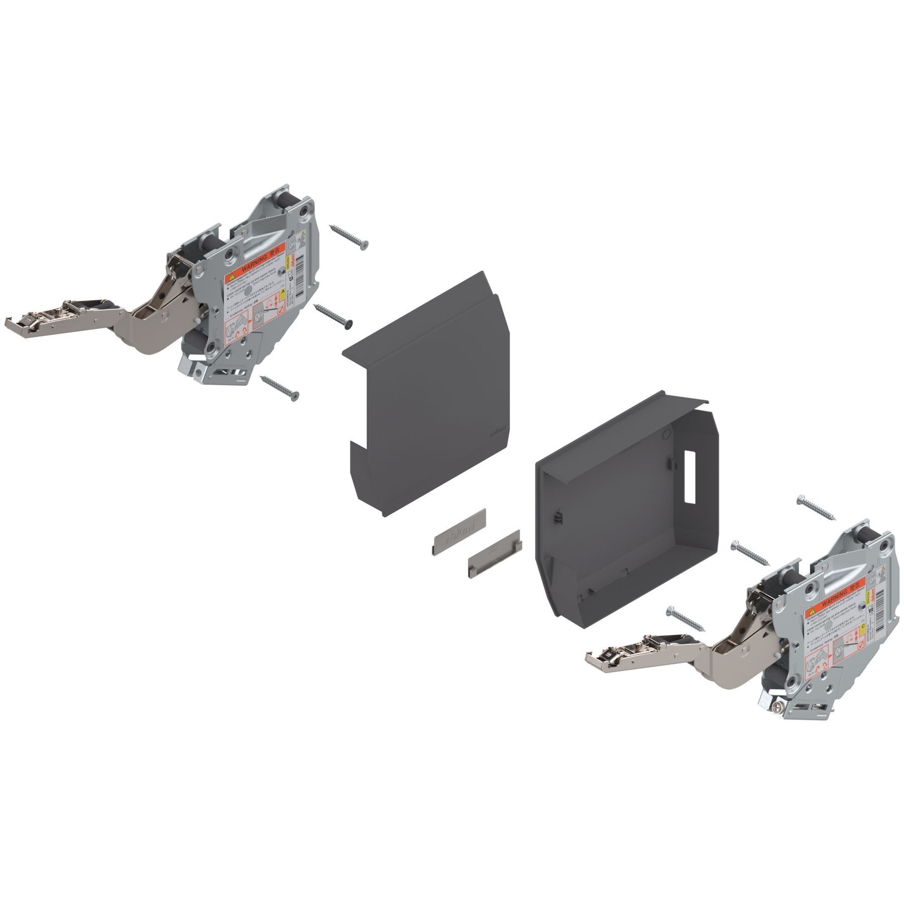 AVENTOS HK-S do małych frontów uchylnych, siłownik (Zestaw), współczynnik mocy=220-500 przy 2 szt., ciemnoszary/inox