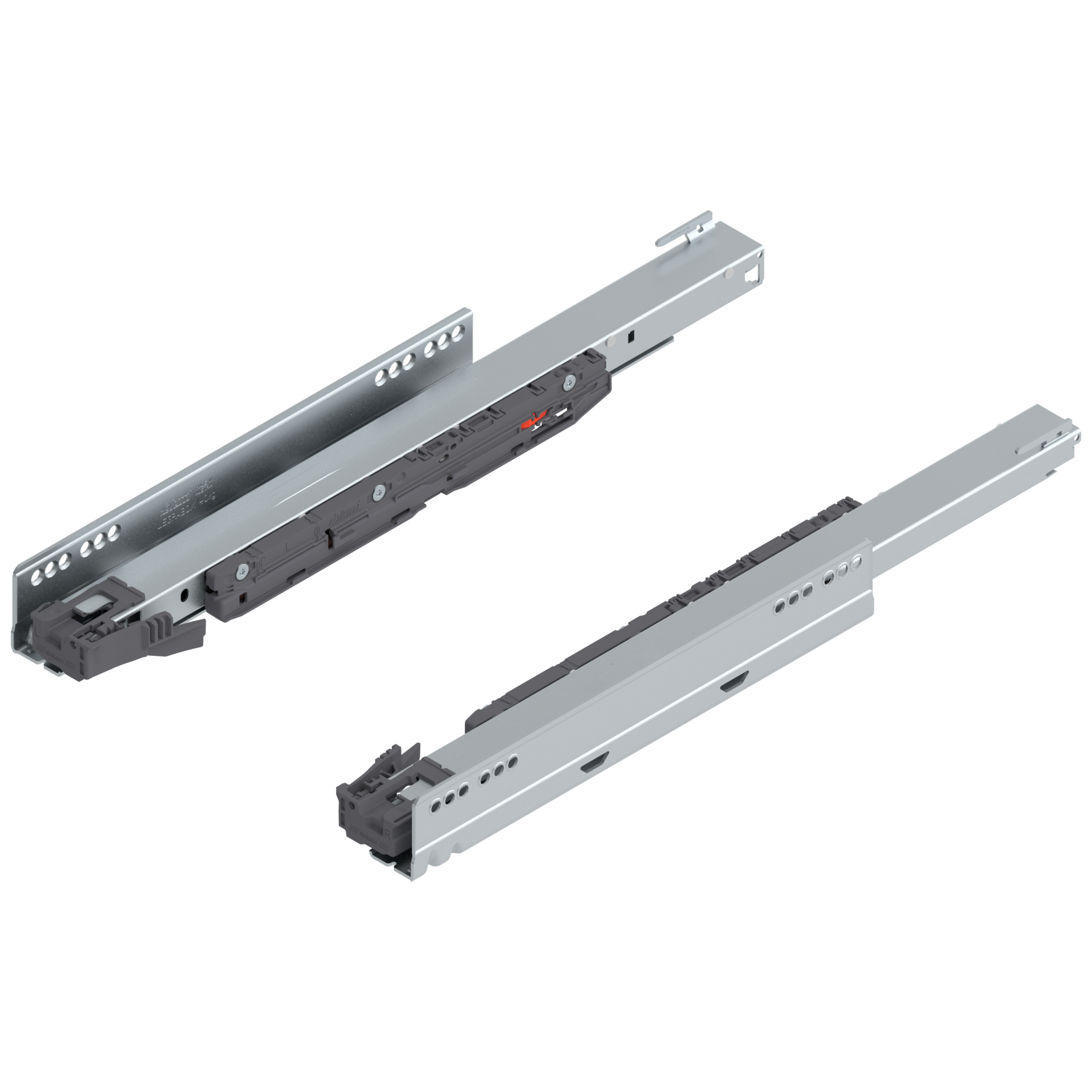 Prowadnica korpusu LEGRABOX z BLUMOTION S, pełny wysuw, 40 kg, dł.=450 mm, lewa/prawa, cynkowana