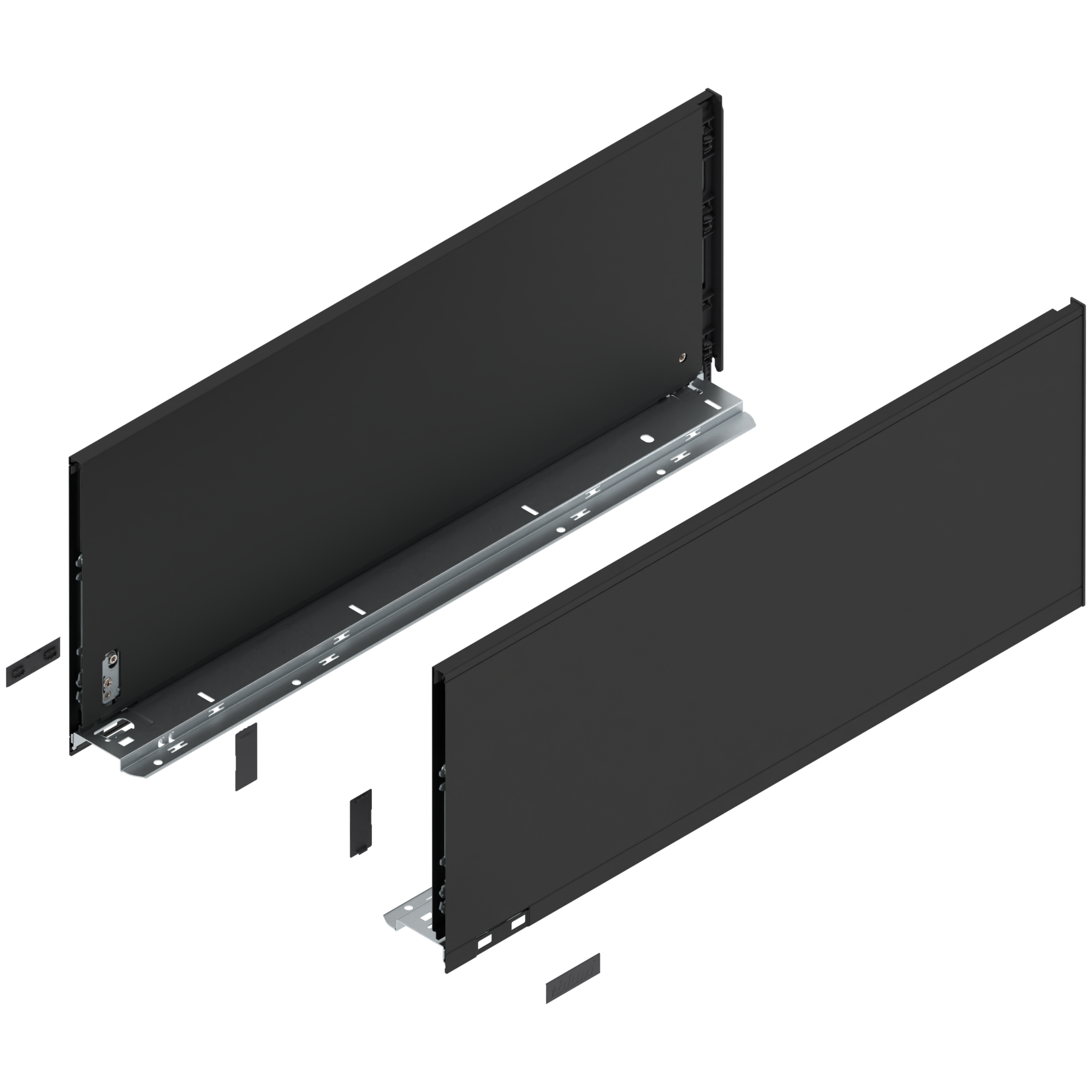 Bok szuflady LEGRABOX, wysokość F (241 mm), dł.=600 mm, lewy/prawy, do LEGRABOX pure, czarny mat