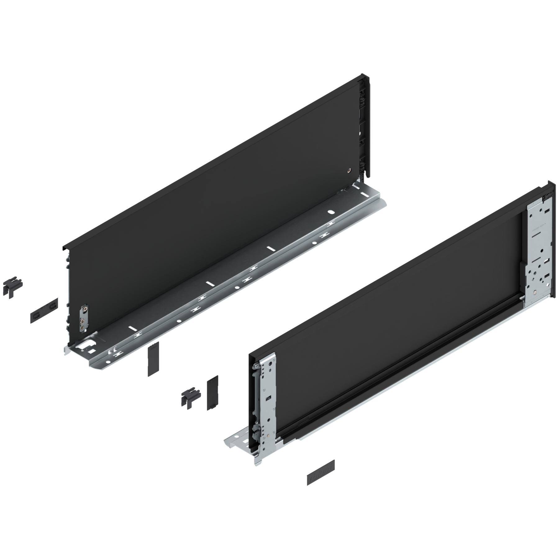Bok szuflady LEGRABOX (za korpusem), wysokość C (177 mm), dł.=550 mm, lewy/prawy, do LEGRABOX pure, czarny mat