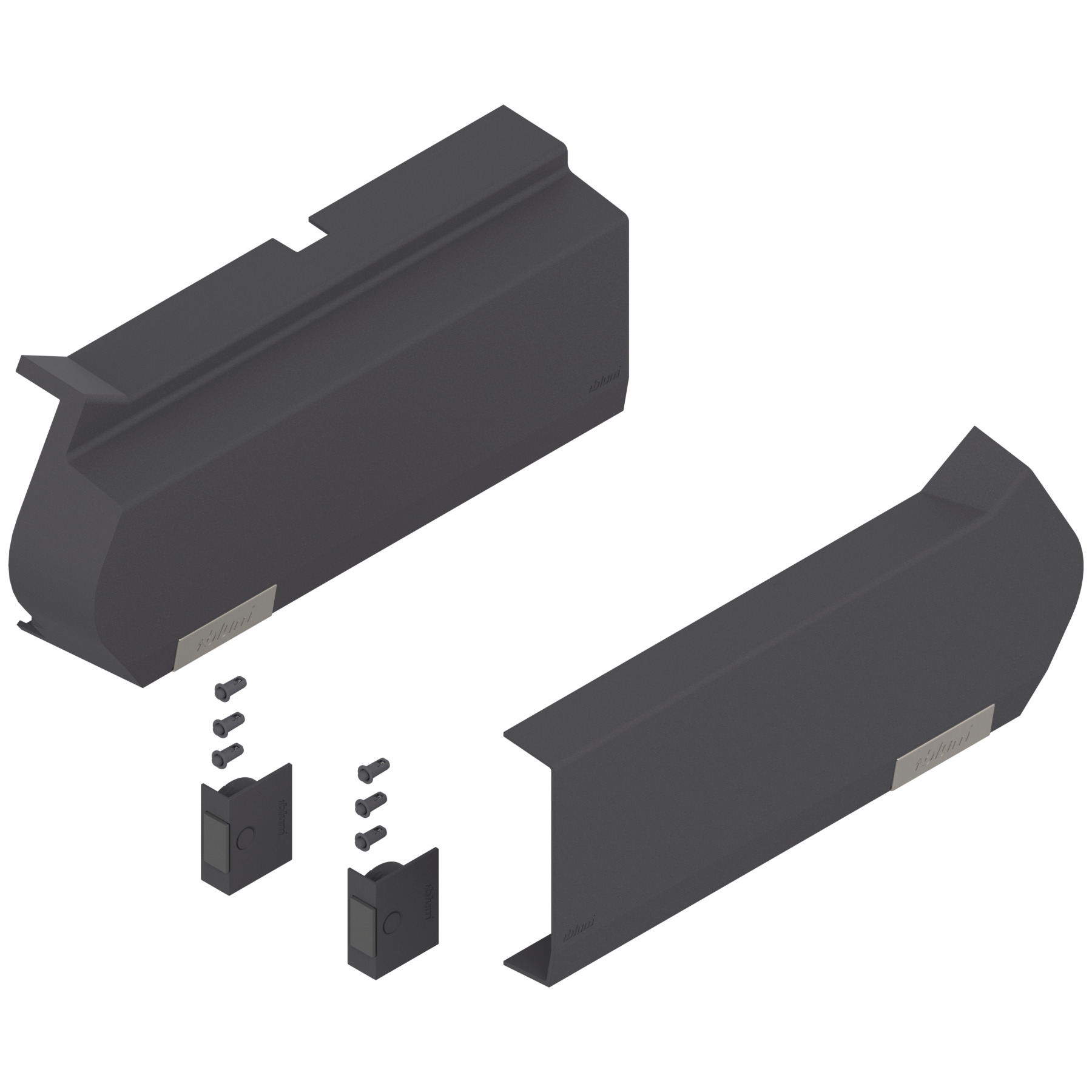 AVENTOS HF do frontów uchylno - składanych, Zaślepka duża (włącznie z Włącznik wpuszczany, w kpl.), lewa/prawa, do SERVO-DRIVE, ciemnoszary/inox