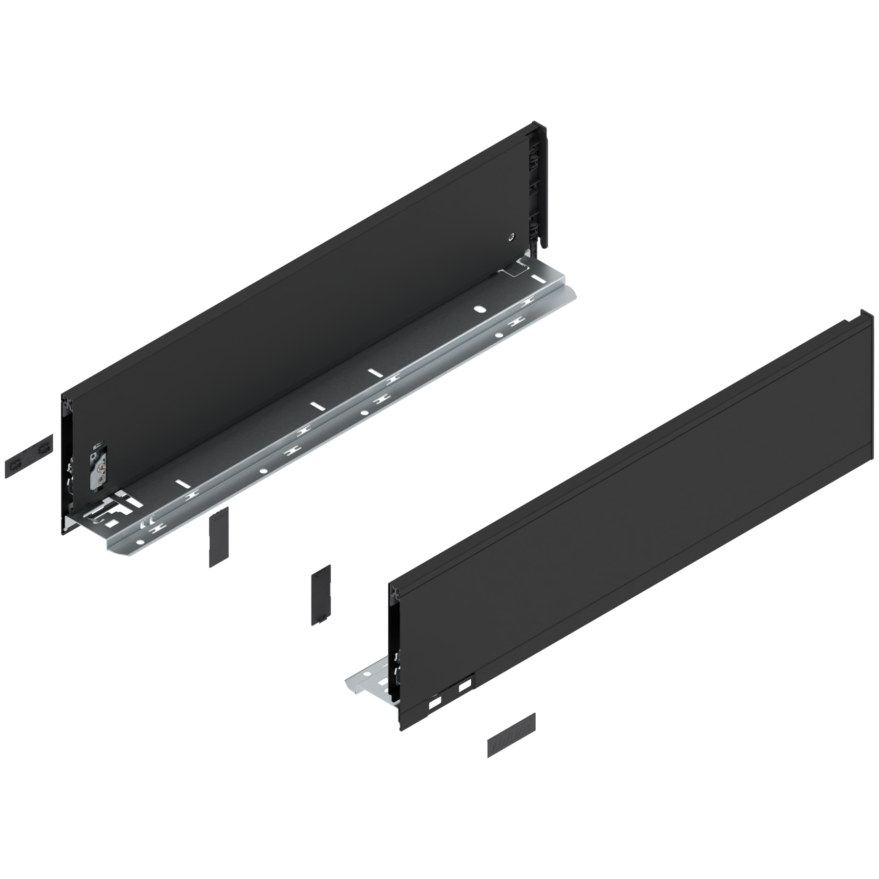 Bok szuflady LEGRABOX, wysokość K (128.5 mm), dł.=500 mm, lewy/prawy, do LEGRABOX pure, czarny mat